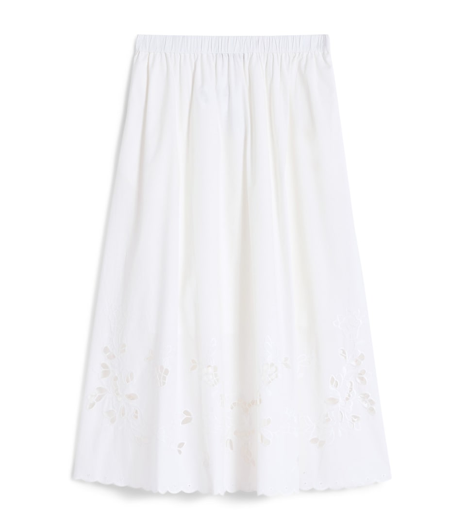 Cotton Cut-Out Midi Skirt