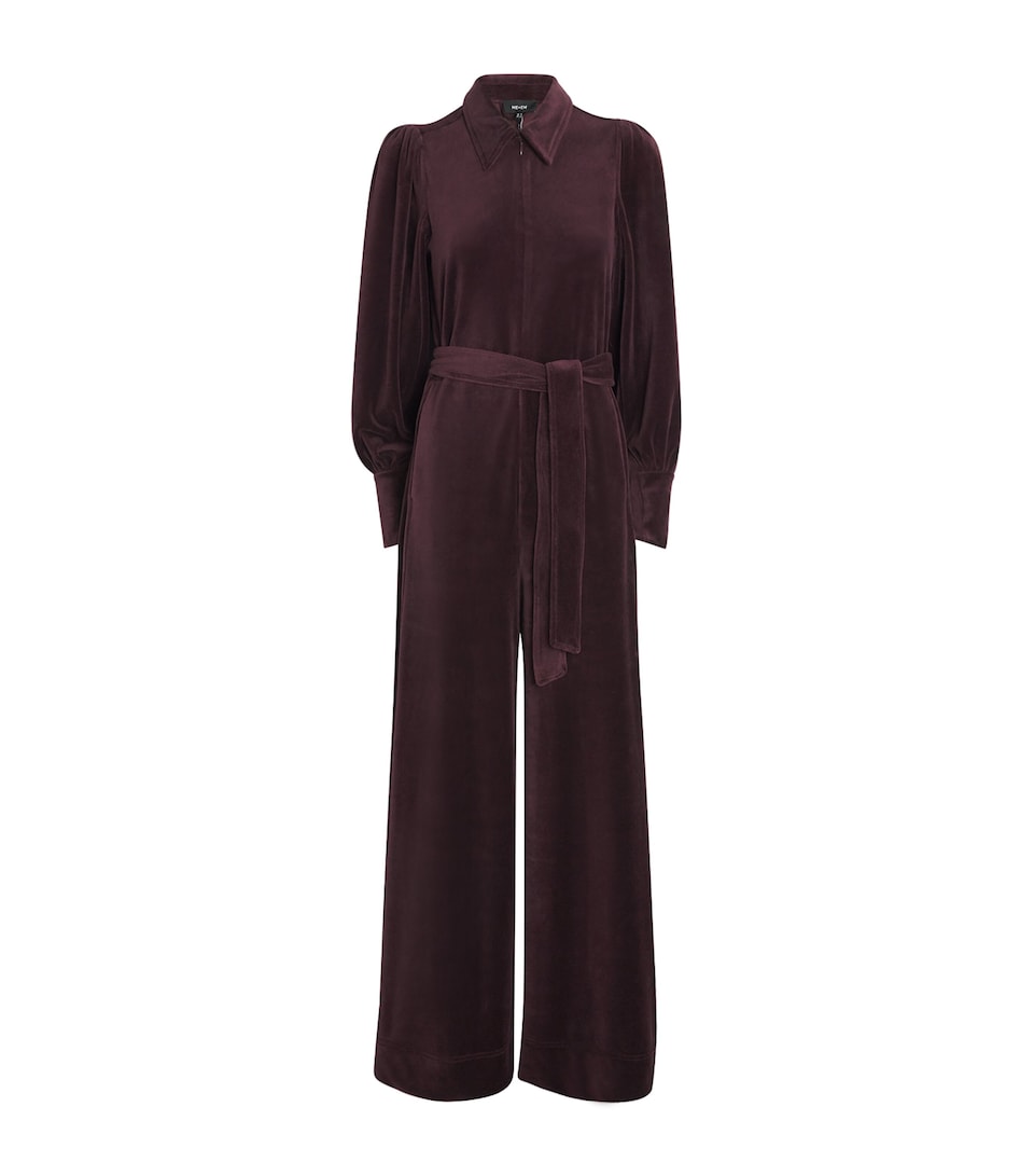 Velour Long-Sleeve Jumpsuit