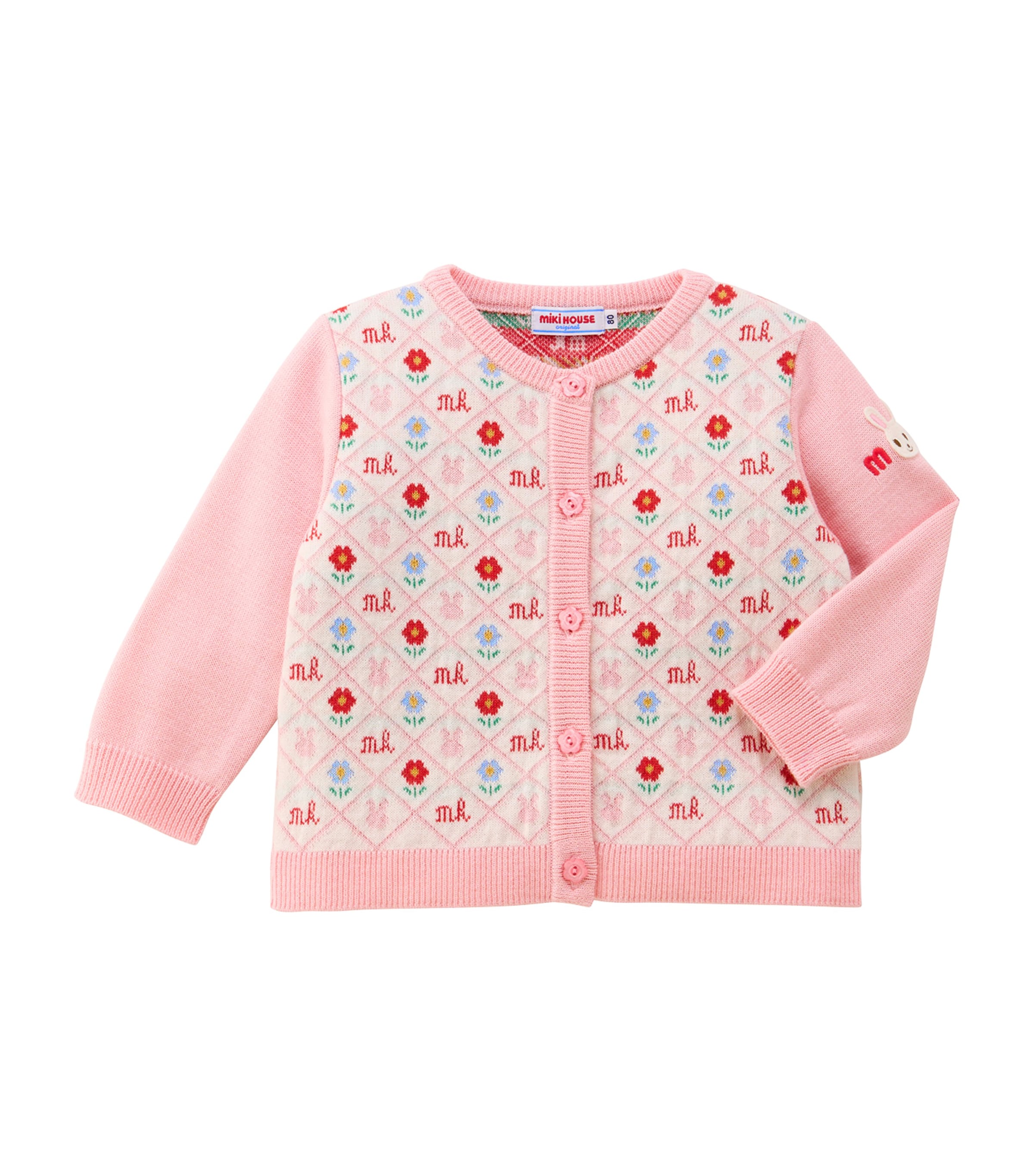 Miki House Floral Jacquard Cardigan (12 Months-4 Years)