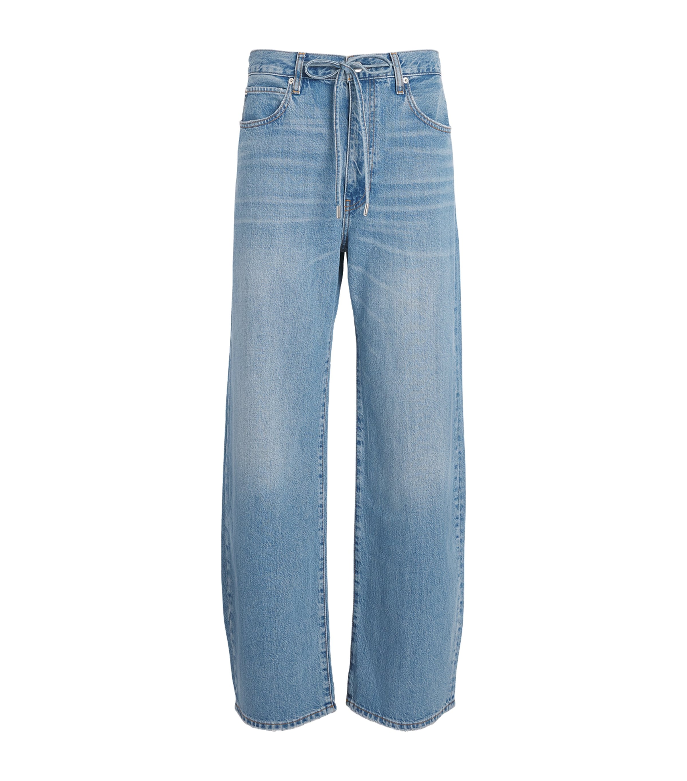 FRAME Womens The Bow High-Rise Barrel-Leg Jeans Afterglow