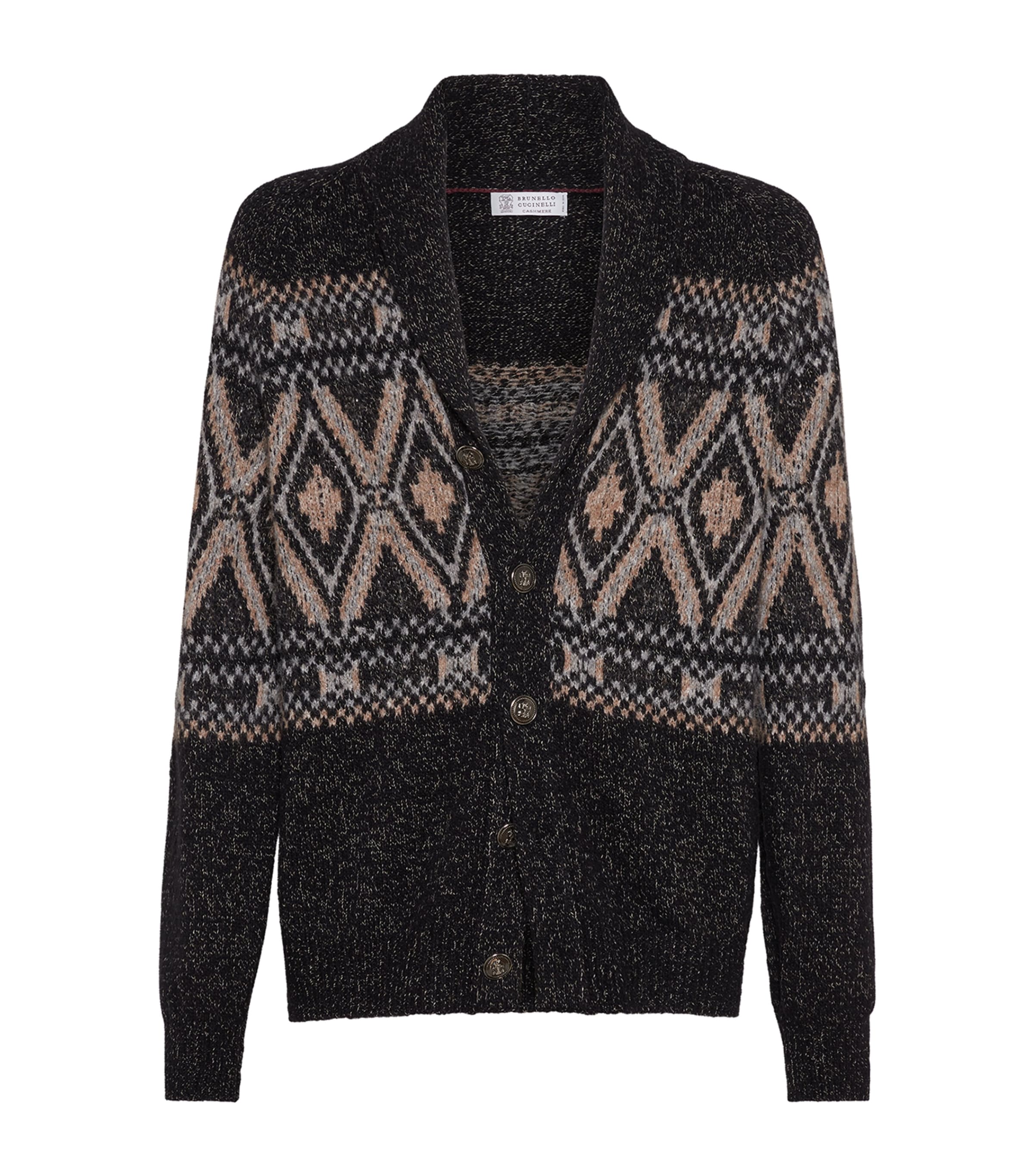 Mouliné Virgin Wool-Silk-Cashmere Jacquard Cardigan
