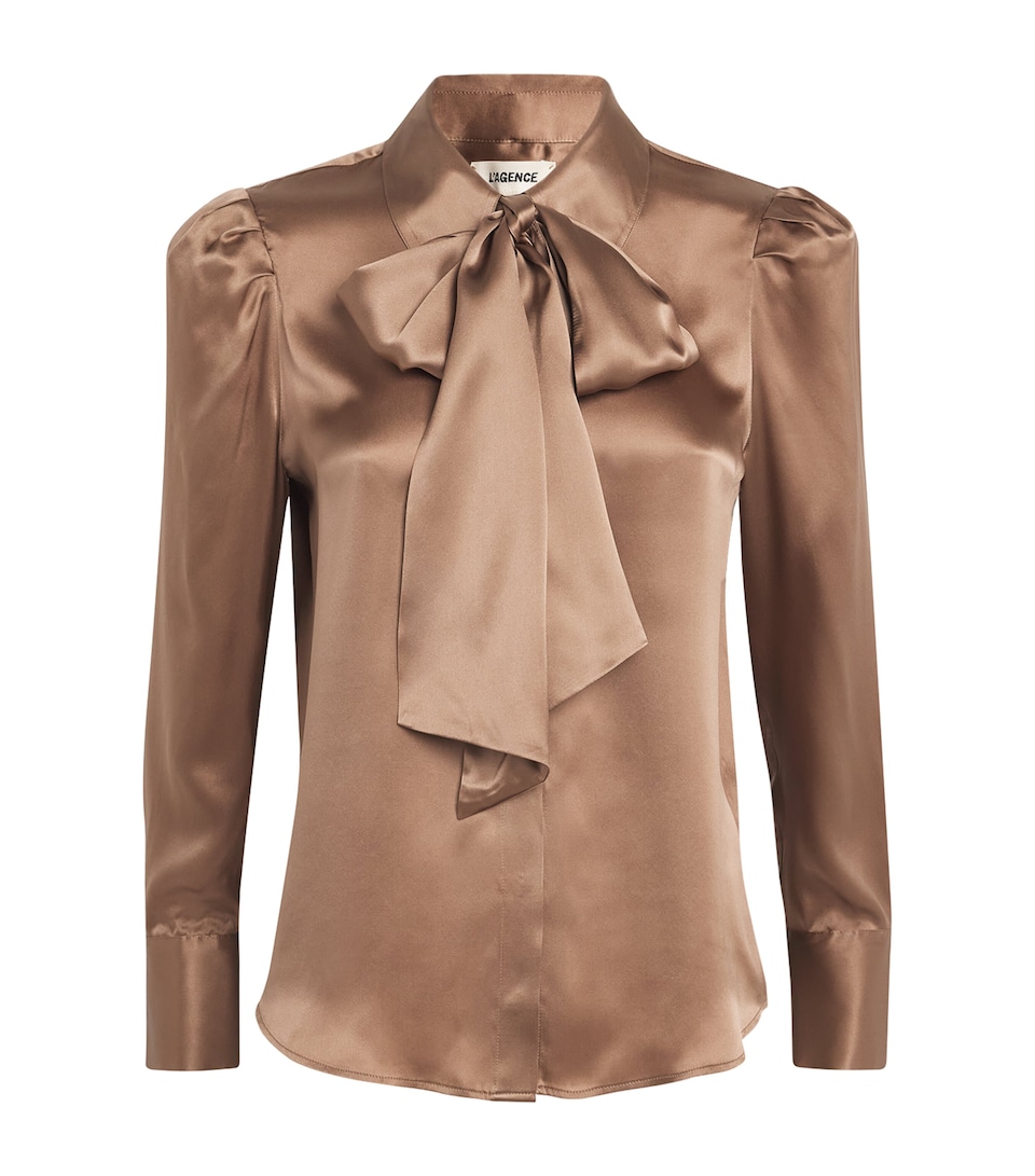 L'Agence Womens Silk Tie Blouse Portabella
