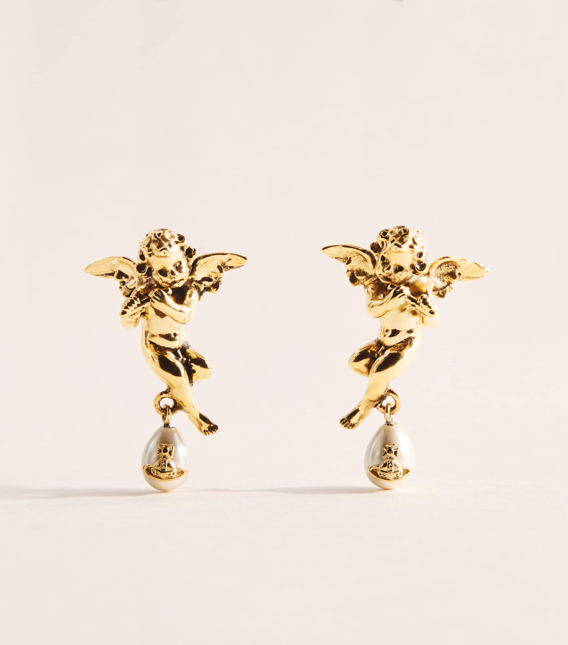 Vivienne Westwood Faux Pearl Putti Drop Earrings Gold/crmrse
