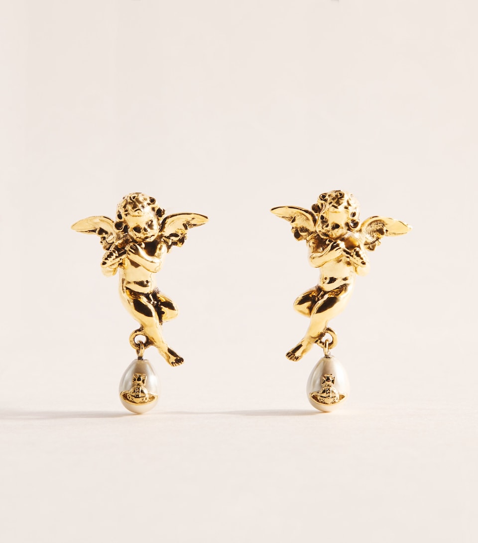 Vivienne Westwood Faux Pearl Putti Drop Earrings Gold/crmrse