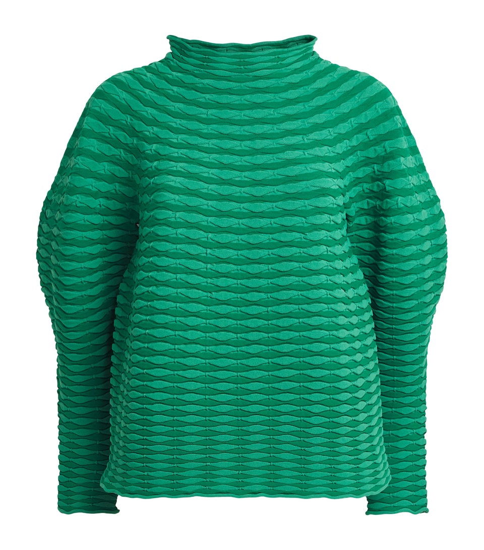 Pleats Please Issey Miyake Womens Colourful Mushroom Knit Top Grass Green