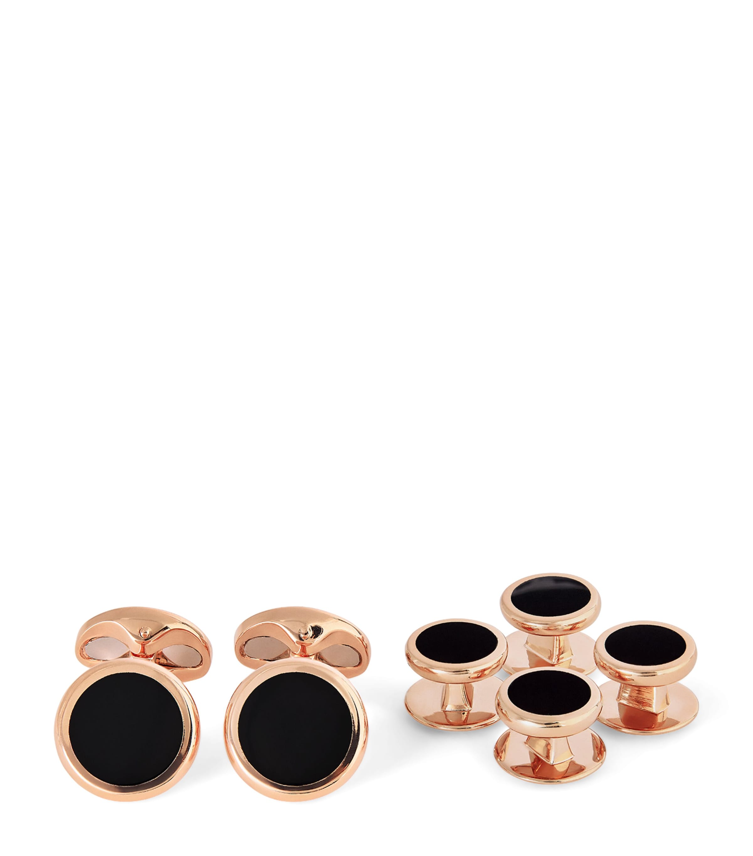 Deakin & Francis Rose Gold Onyx Cufflinks Dress Set Rose Gold