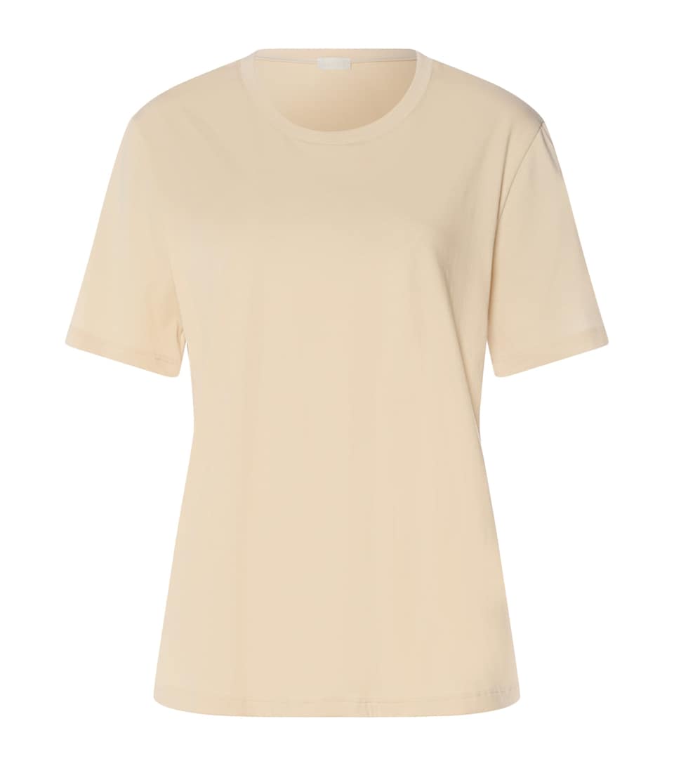 Hanro Womens Organic Cotton Crew-Neck T-Shirt Oyster Gray