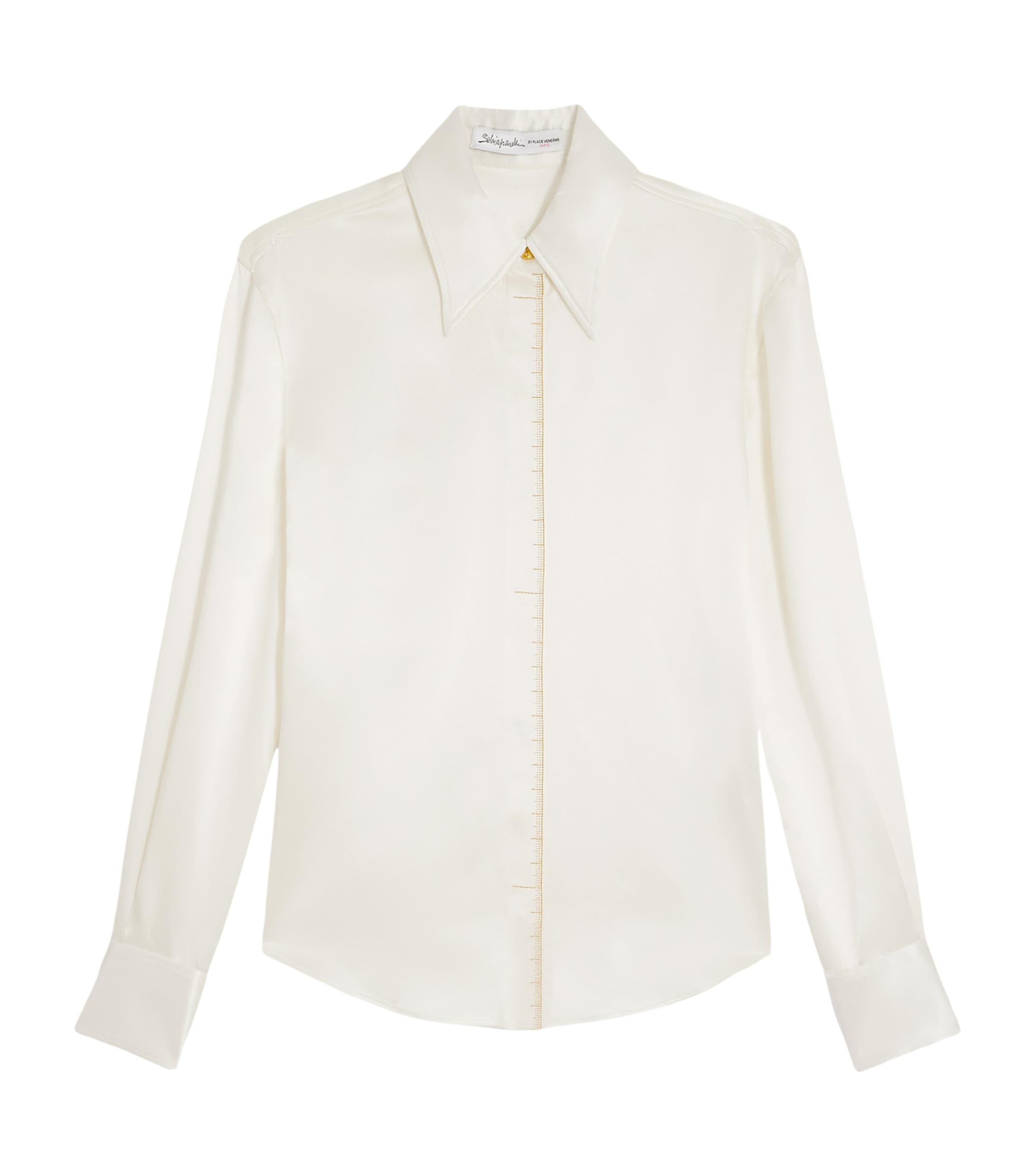 Schiaparelli Womens Silk Measuring Tape Shirt Ecru