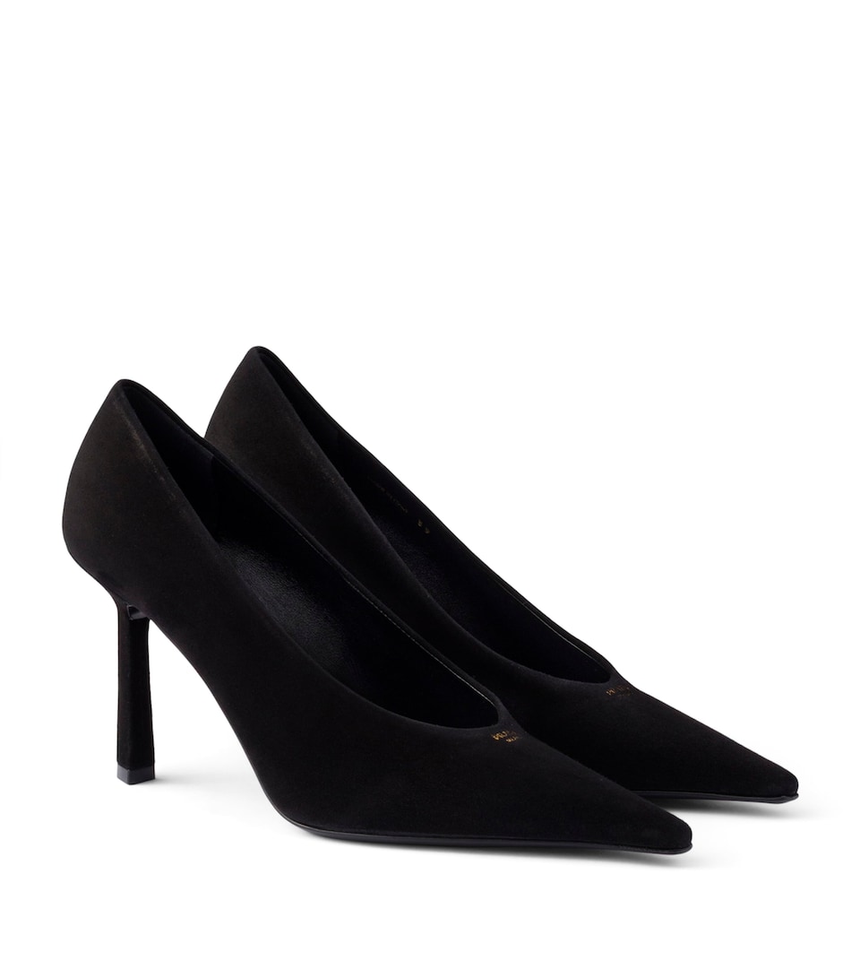Prada Suede Logo Pumps 90 Black
