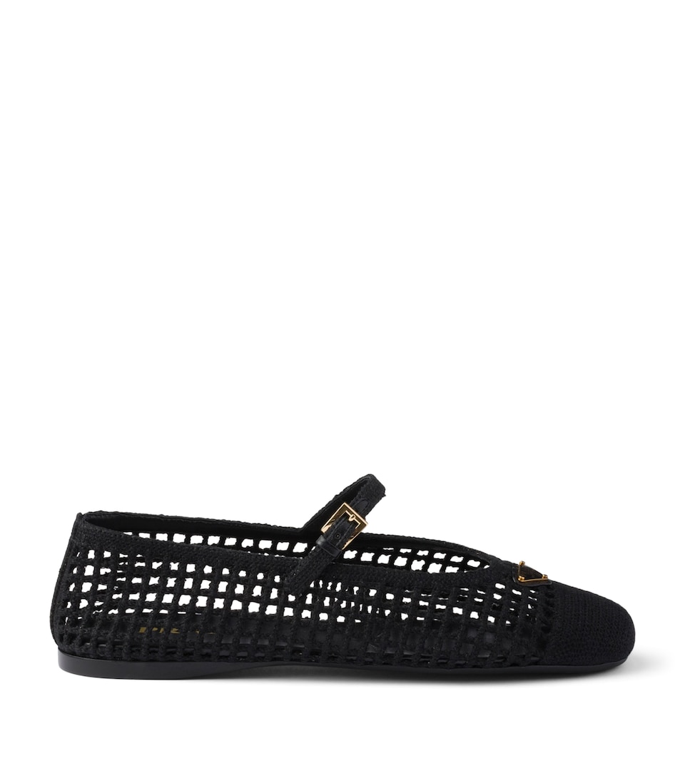 Prada Crochet Ballet Flats Black