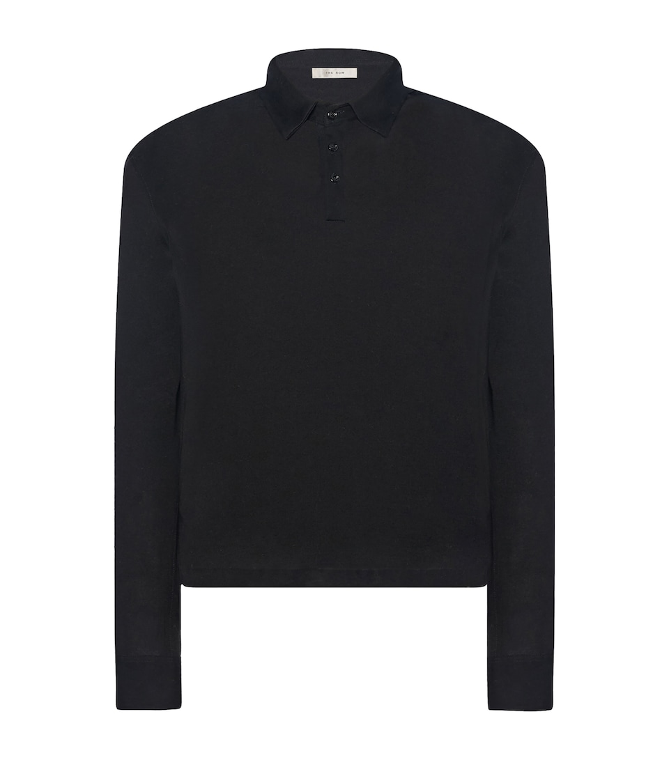 The Row Mens Reyes Cotton Polo Shirt Black
