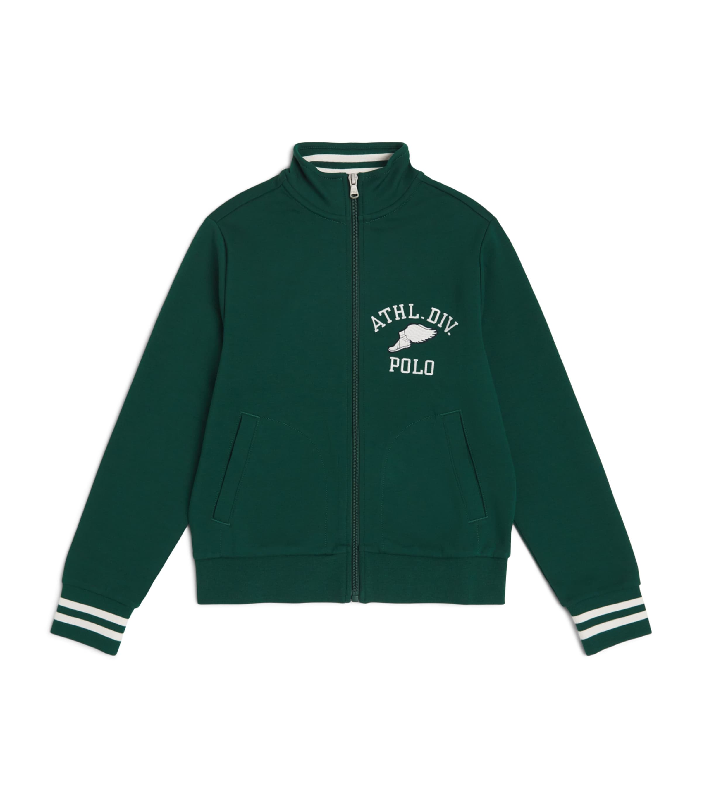 Ralph Lauren Kids Embroidered Crest Zip-Up Sweatshirt (6-14 Years) Hunter Green