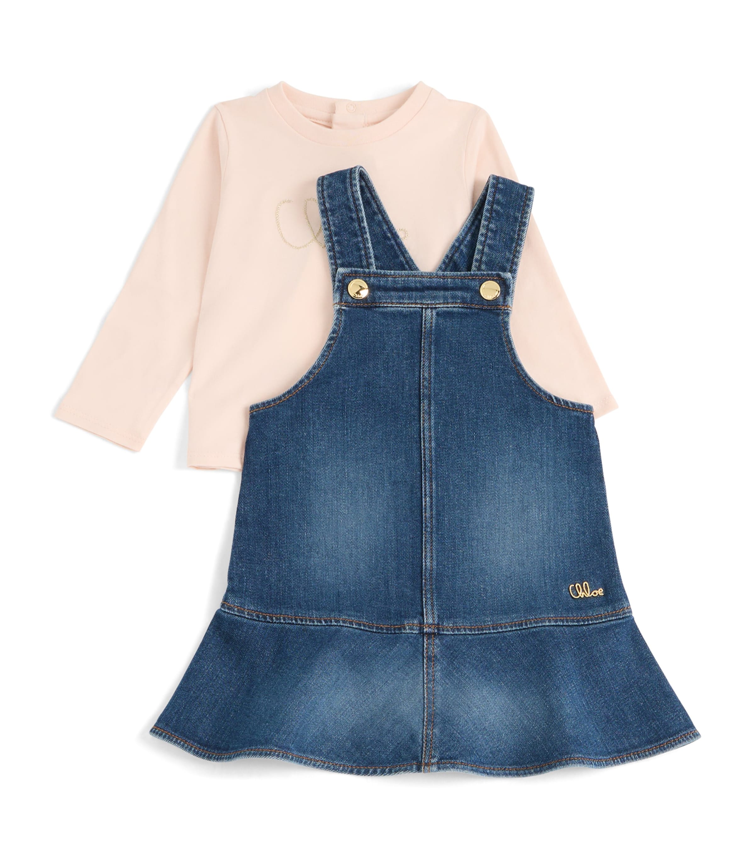 Chloé Kids T-Shirt and Dress Set (6-36 Months) Denim Blue