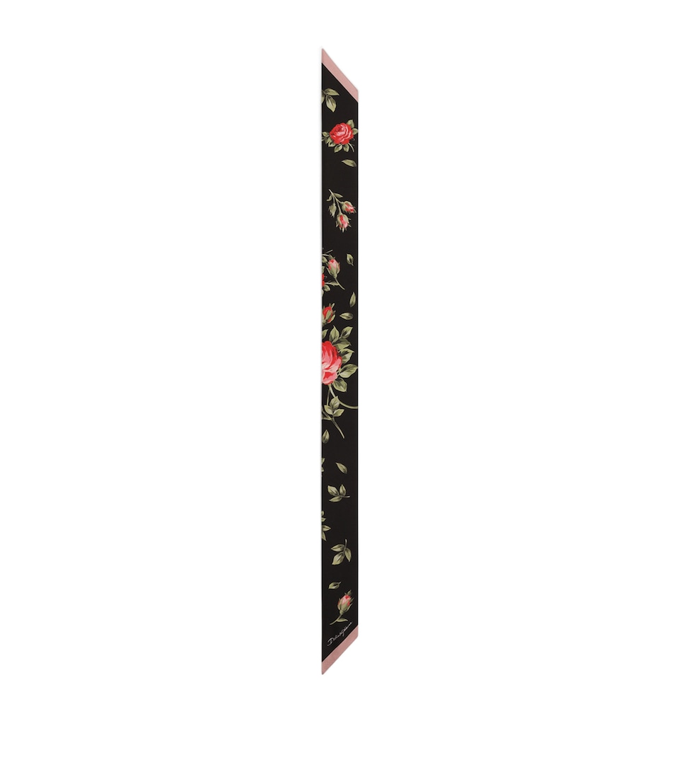 Silk Floral Skinny Scarf