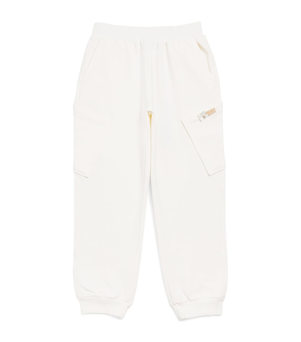 Monnalisa Stretch-Cotton Bow-Detail Sweatpants (2-12 Years) Gardenia