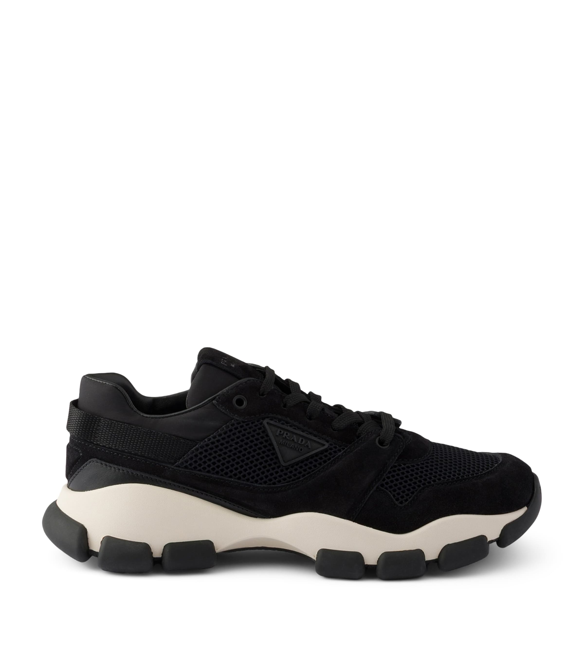 Prada Mesh Fabric and Suede Sneakers Black