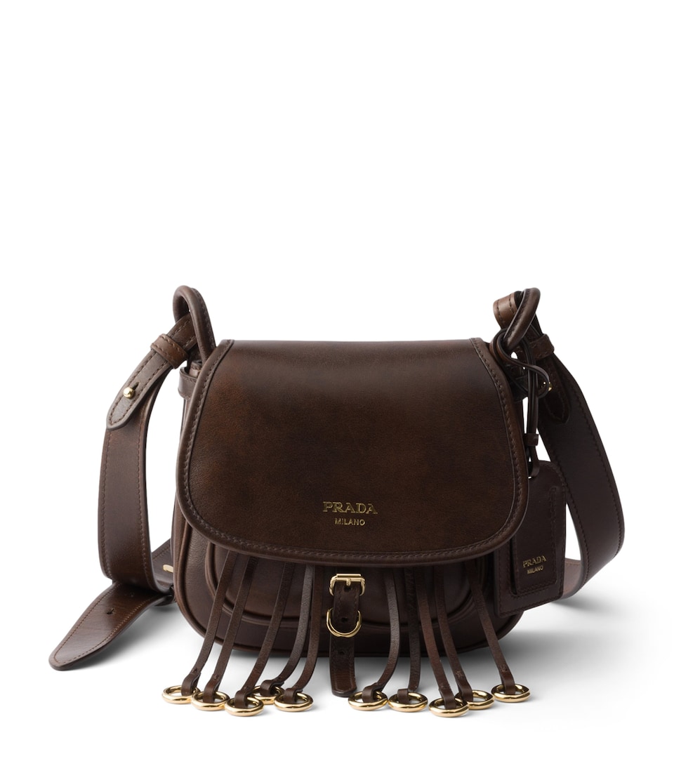 Prada Mini Leather Corsaire Shoulder Bag Brown