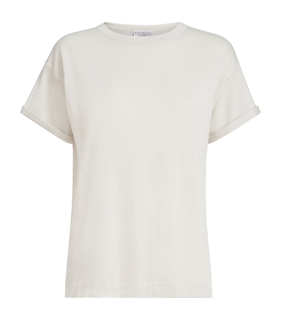 Brunello Cucinelli Womens Cashmere-Blend Sparkling T-Shirt