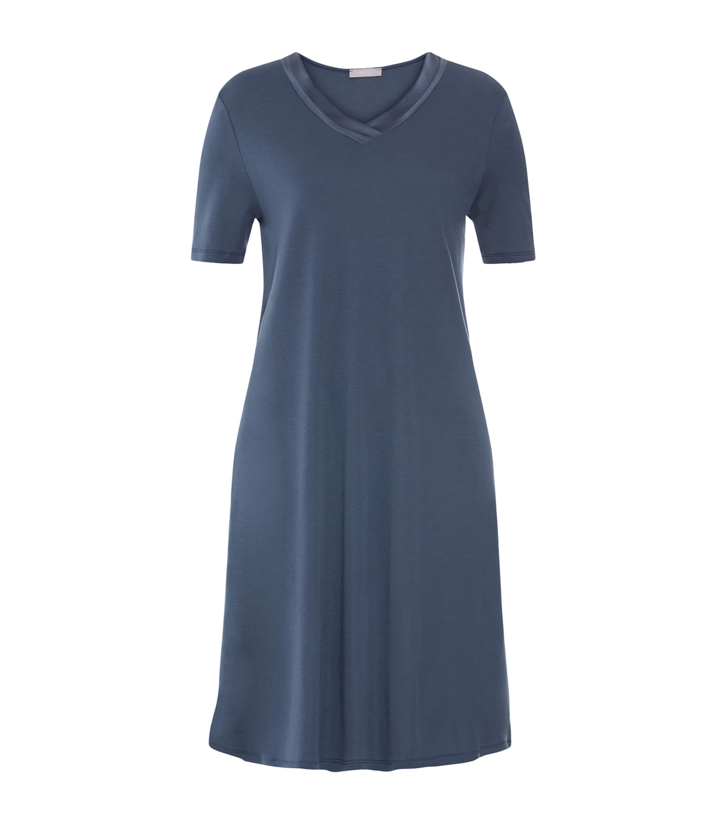 Hanro Womens Tyra Short-Sleeve Nightdress Vintage Indigo