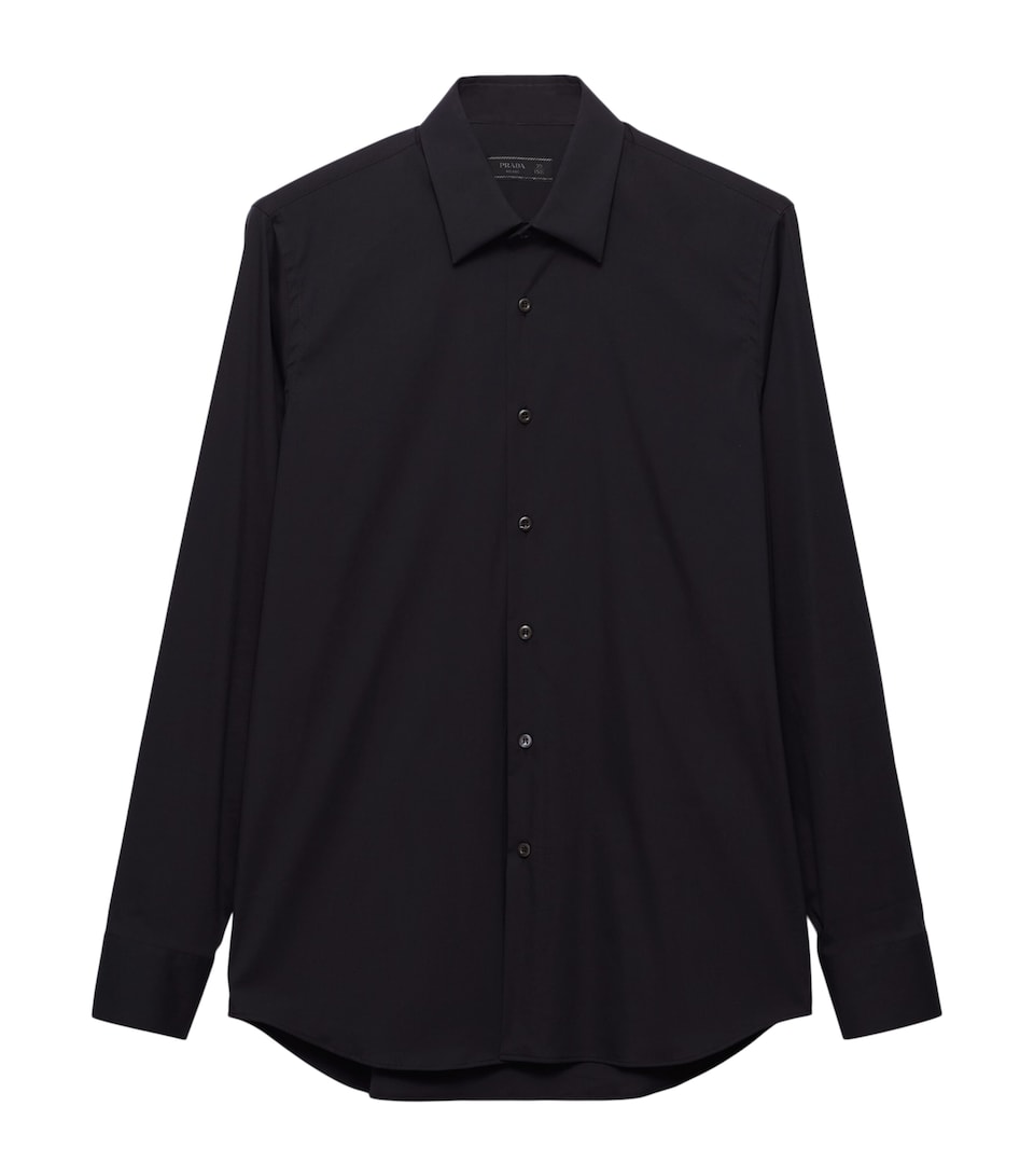 Prada Mens Stretch-Cotton Slim Shirt Black
