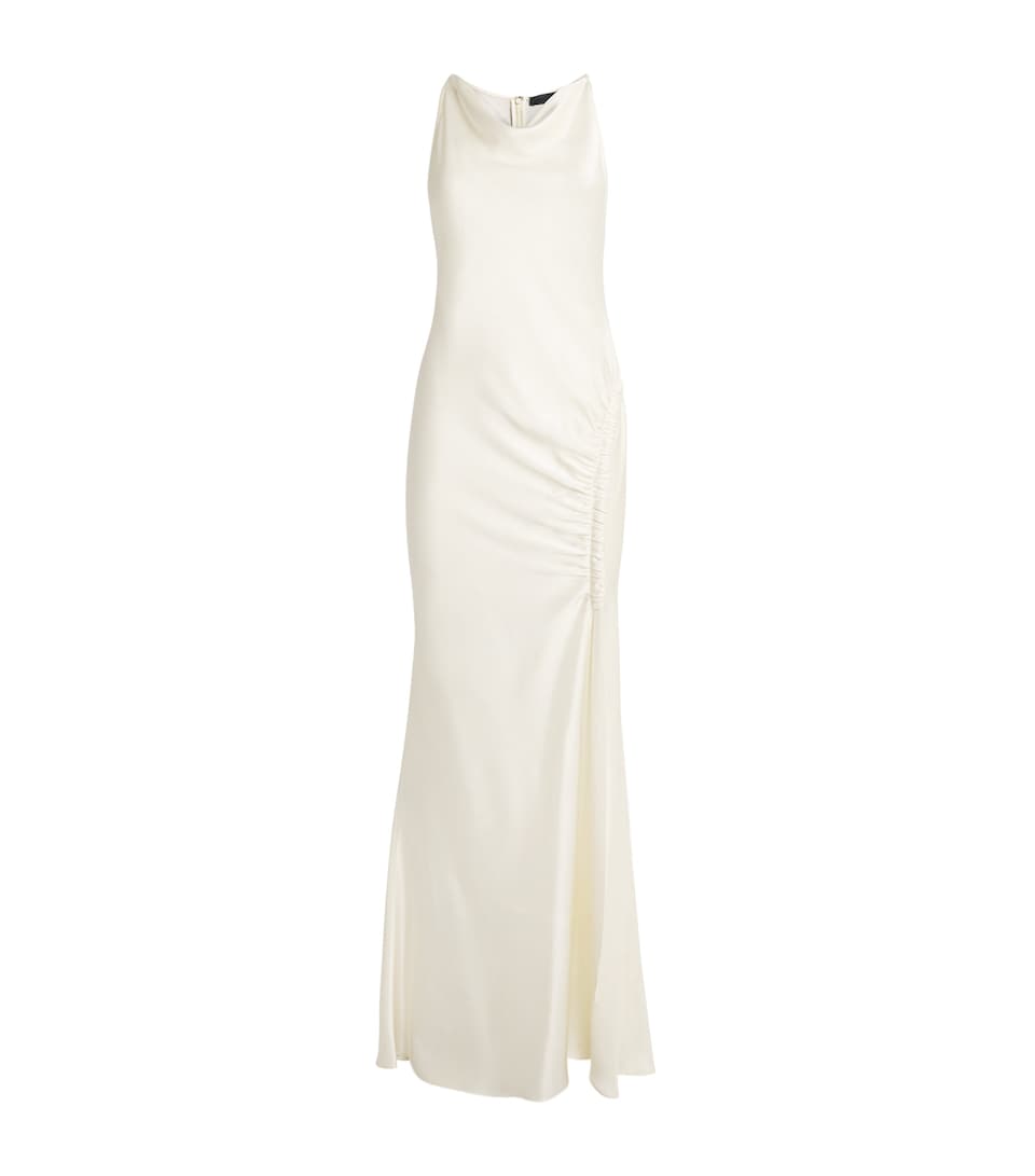 Satin Cowl-Neck Maxi Dress