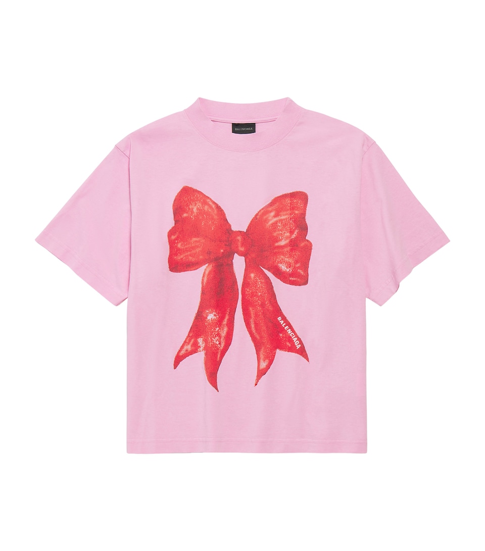 Balenciaga Womens Cotton Bow Print T-Shirt