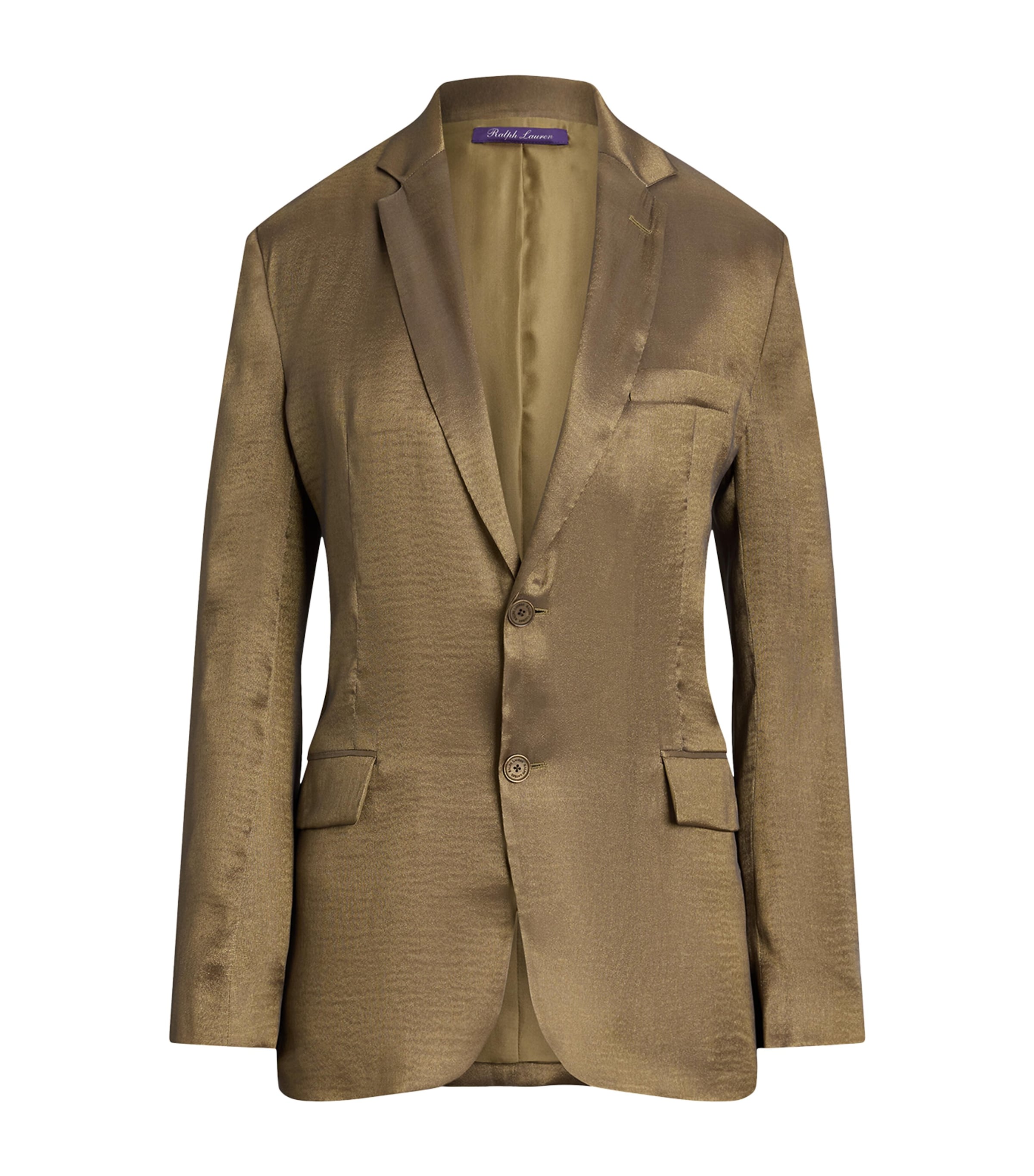 Ralph Lauren Collection Womens Lamé Marcy Blazer Antique Brass