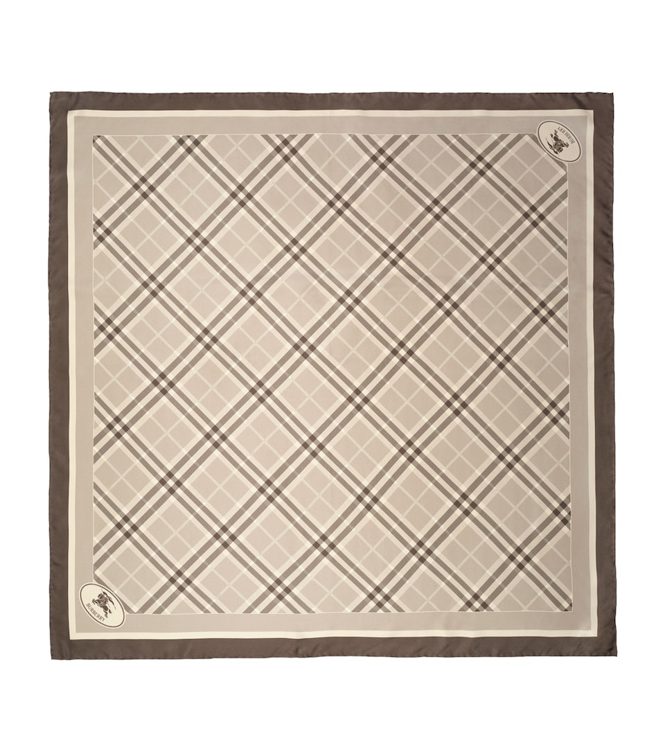 Burberry Silk Check Knight Stamp Scarf Dove Grey Ip Check