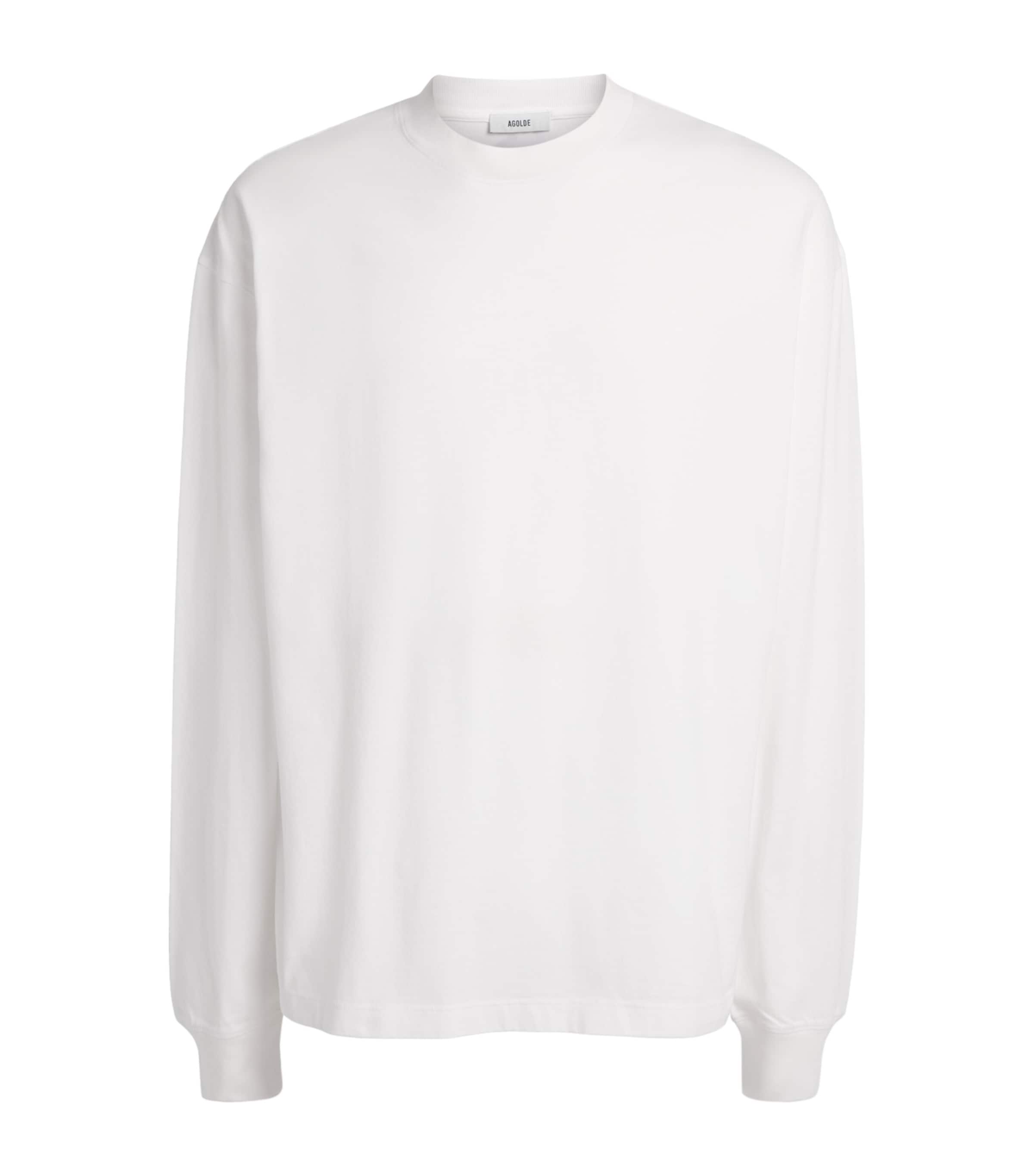 AGOLDE Mens Cotton Asha Long-Sleeve T-Shirt White