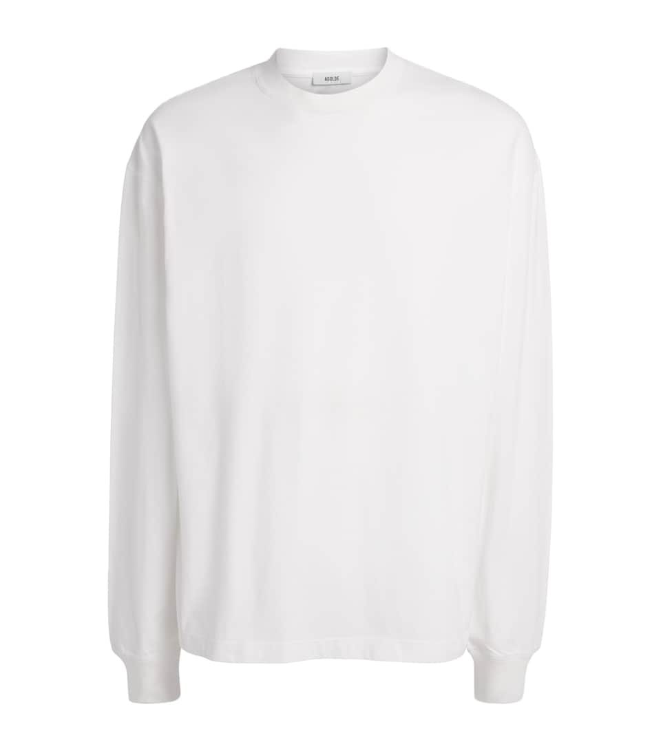 AGOLDE Mens Cotton Asha Long-Sleeve T-Shirt White