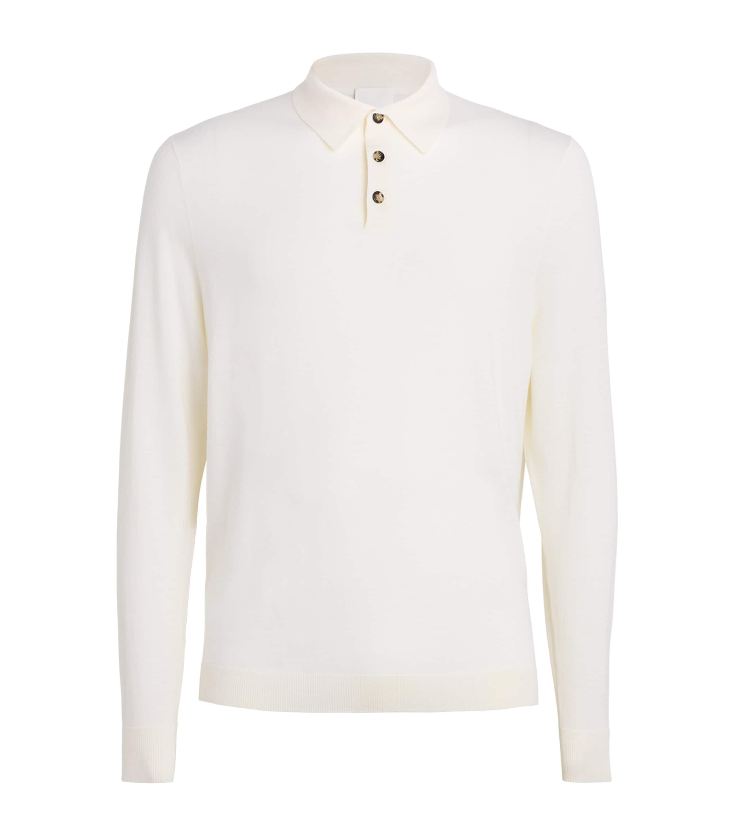 Allude Mens Virgin Wool Open-Collar Polo Sweater