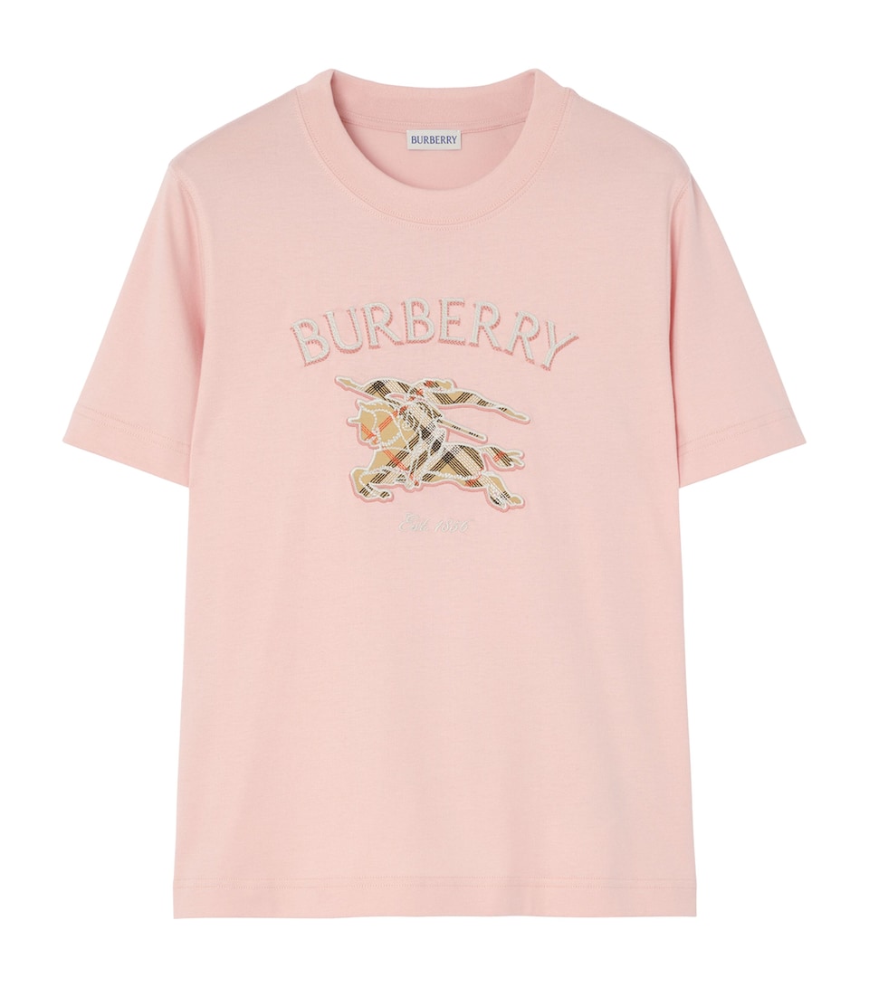 Burberry Womens Cotton Check EKD T-Shirt Bouquet