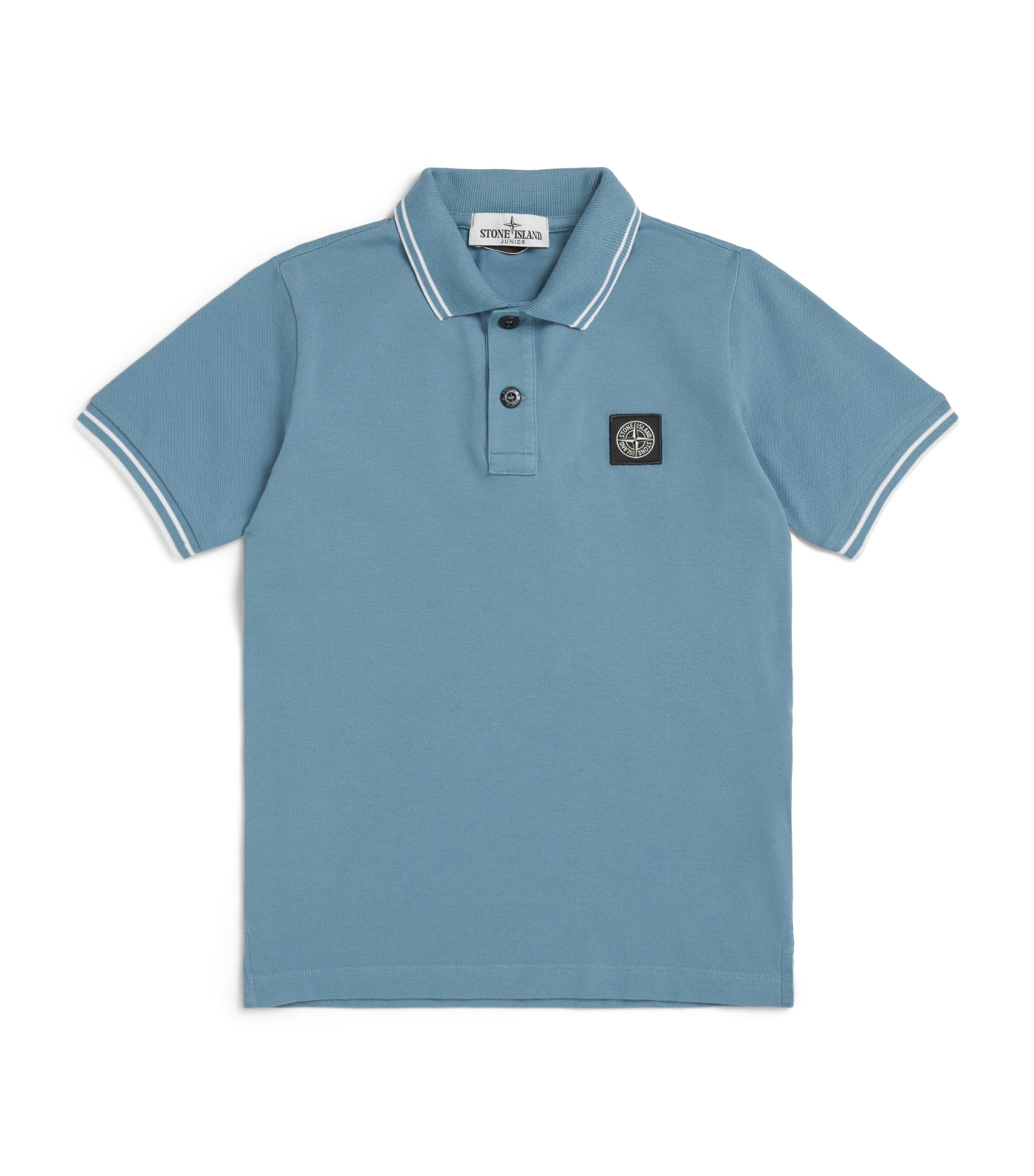 Stone Island Junior Stretch-Cotton Logo Polo Shirt (2-14 Years) Blue