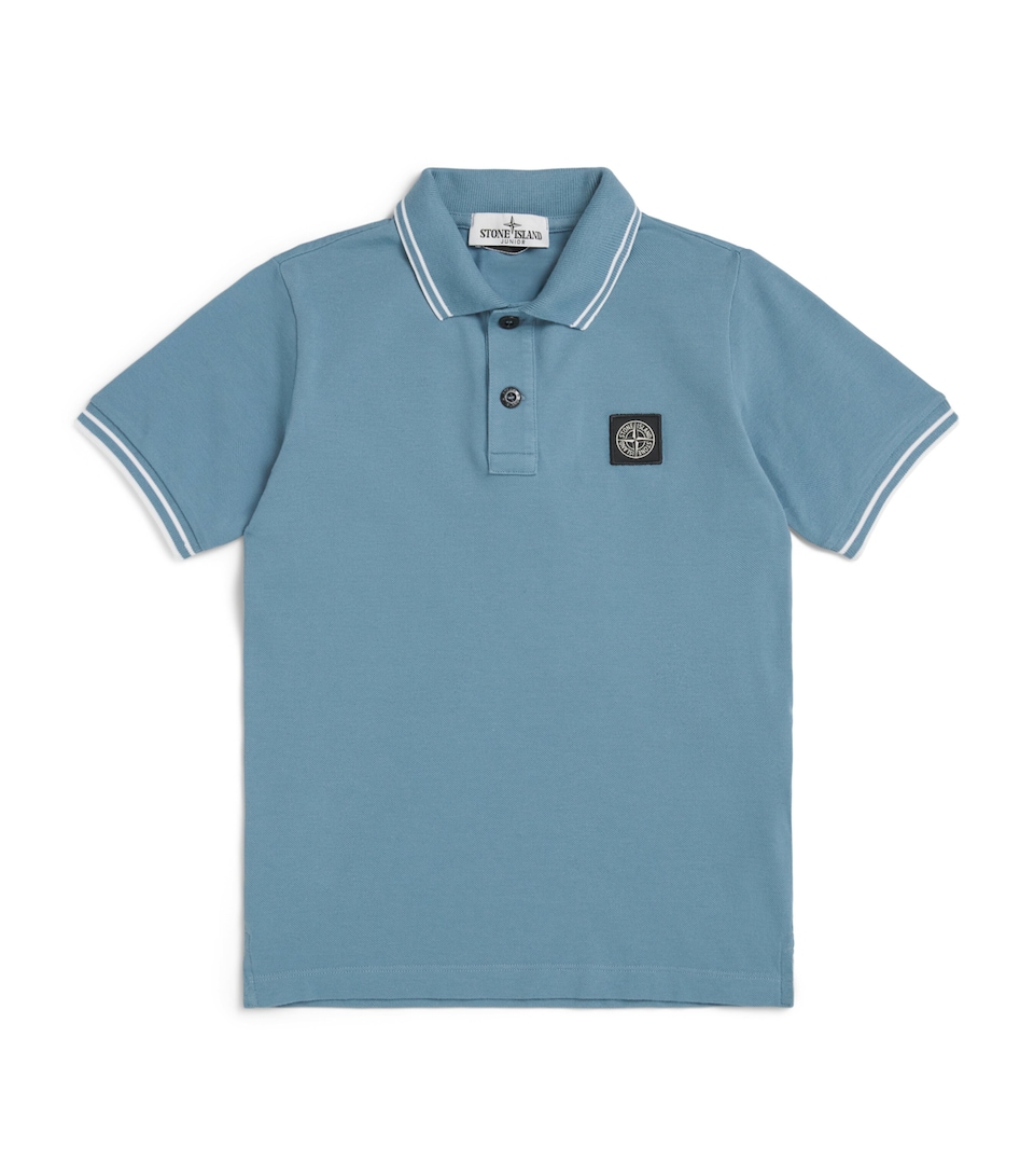 Stone Island Junior Stretch-Cotton Logo Polo Shirt (2-14 Years) Blue
