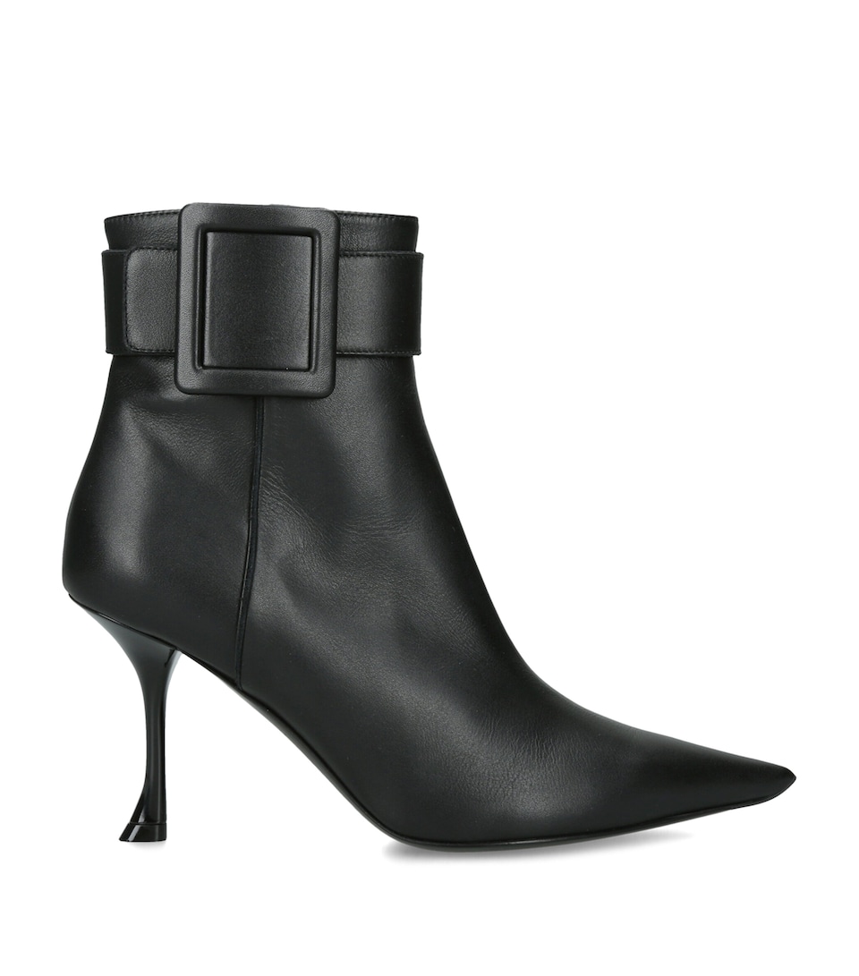 Roger Vivier Leather Ville Viv in the City Ankle Boots 85 Black
