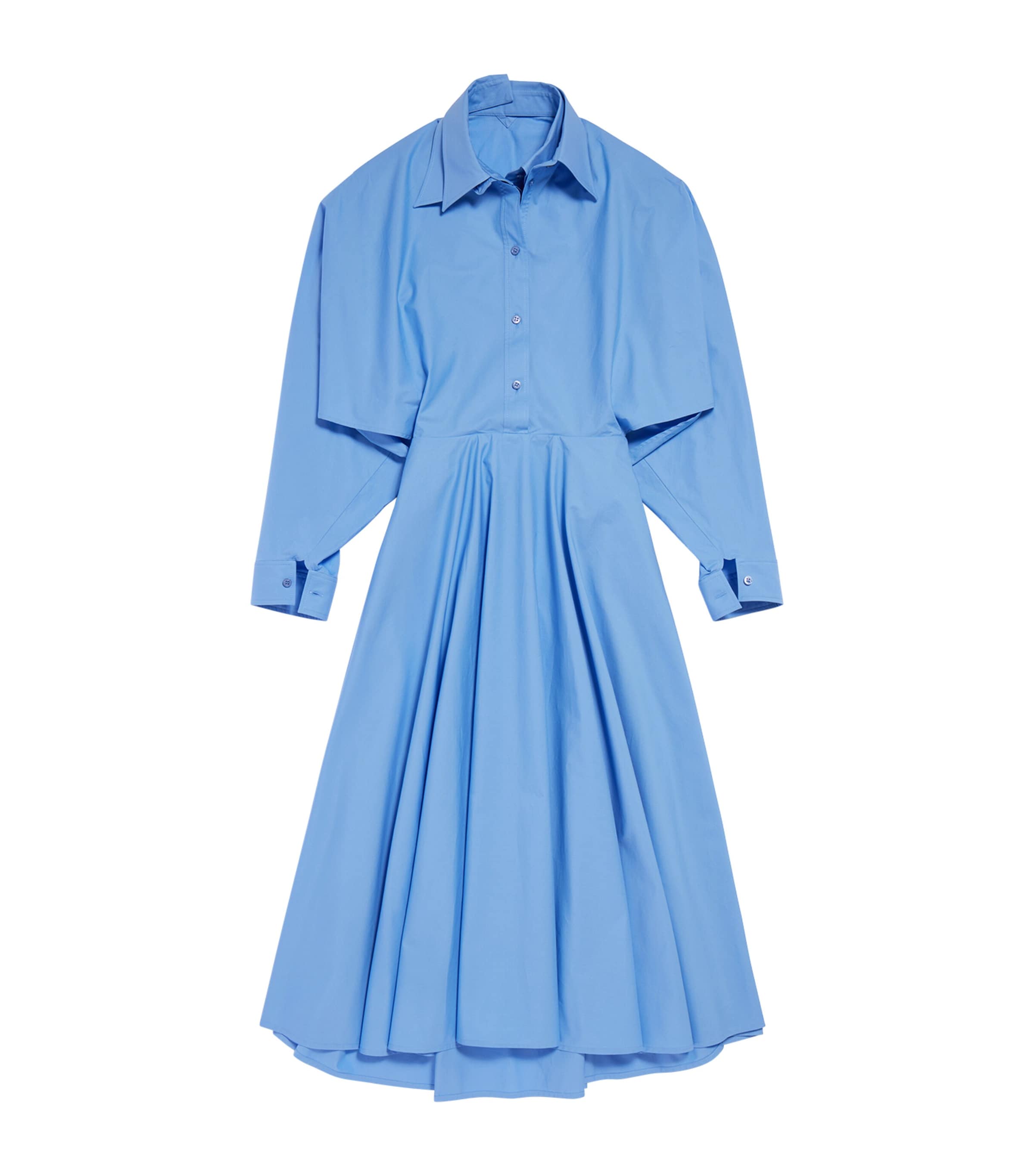 Balenciaga Womens Cotton Poplin Midi Shirt Dress