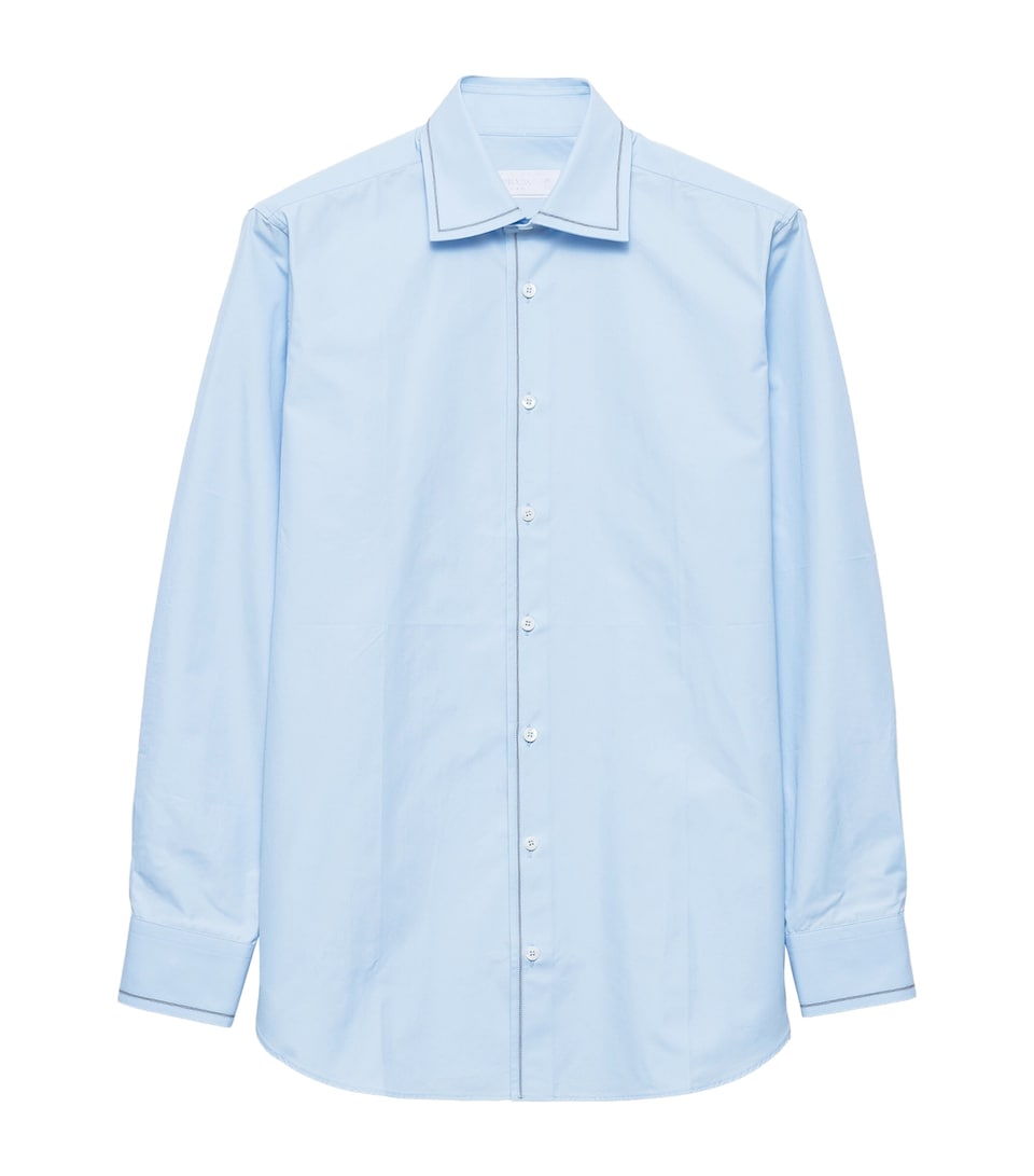 Prada Mens Cotton Tipped Shirt Light Blue