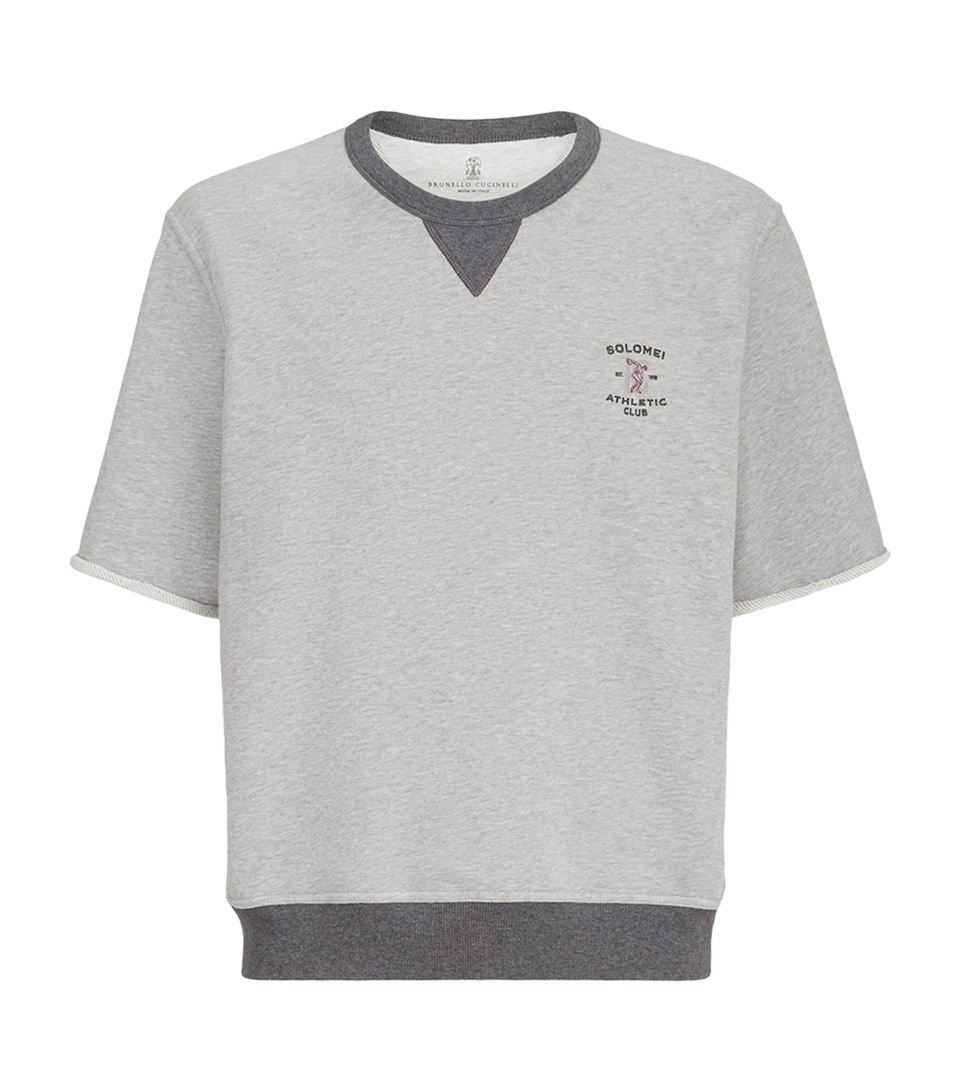 Brunello Cucinelli Mens Cotton Logo Short-Sleeve Sweatshirt