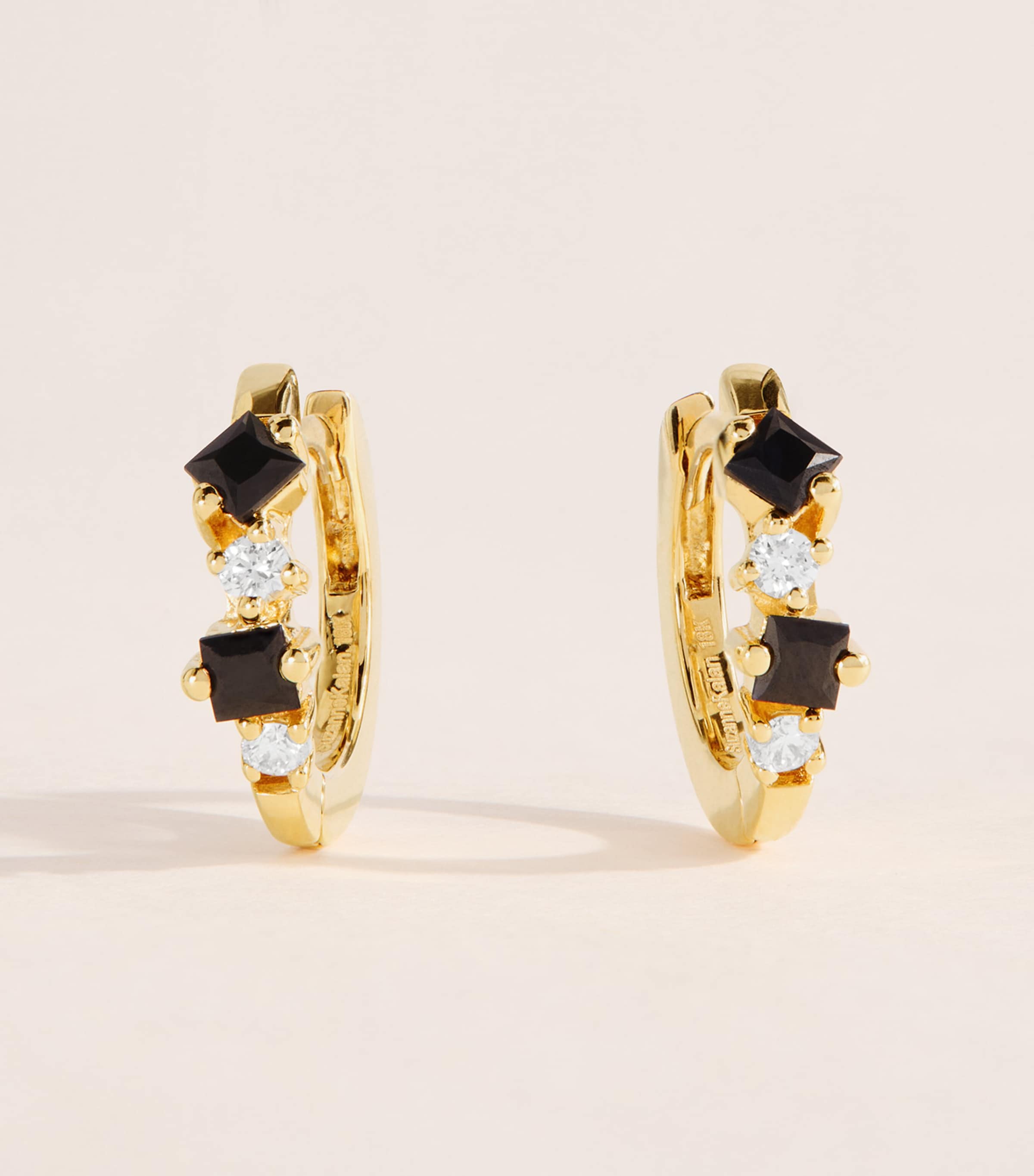 Suzanne Kalan Yellow Gold, Diamond and Sapphire Princess Huggie Earrings Yg/bs