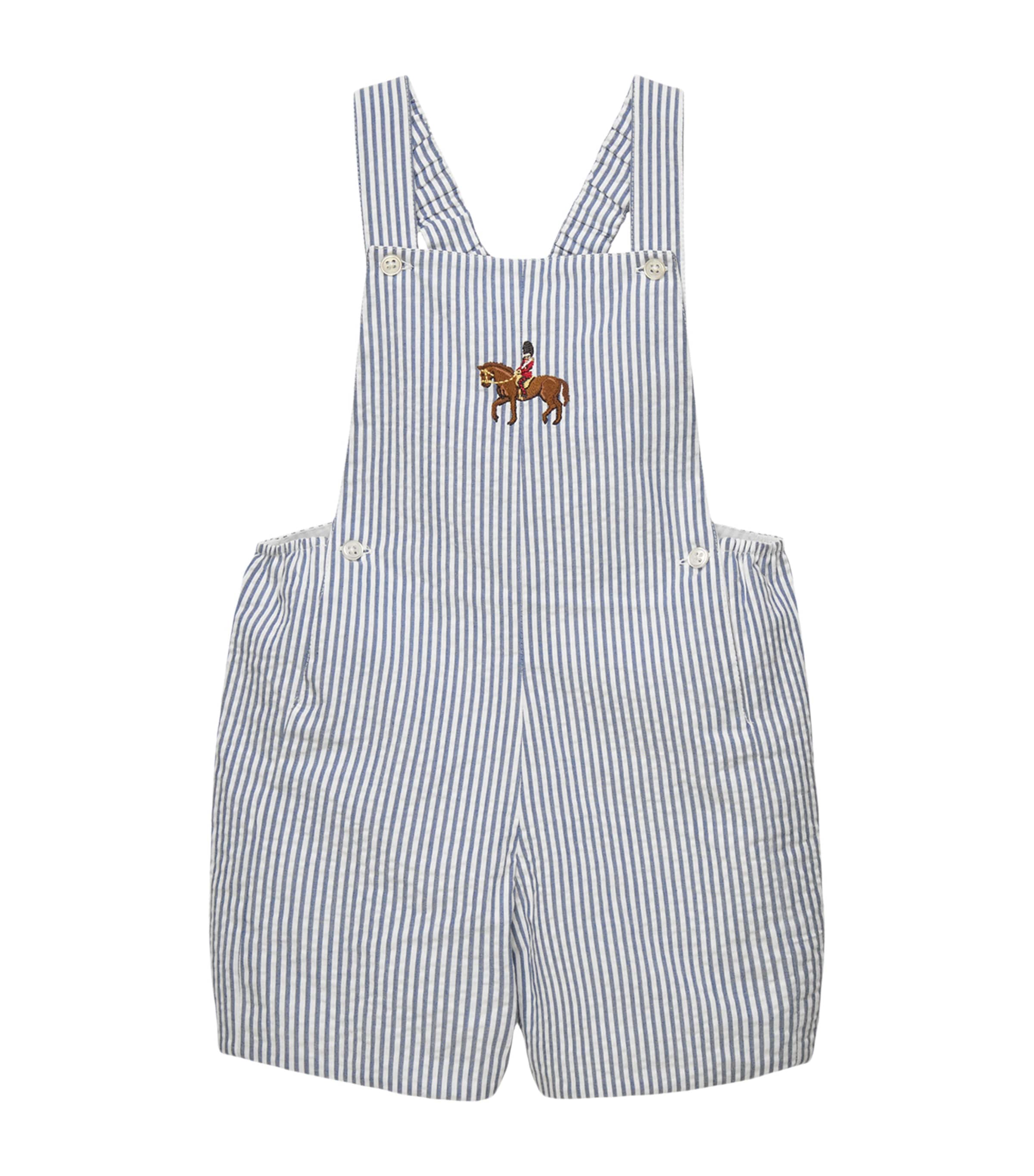 Trotters Cotton Stripe Guardsman Alexander Dungarees (3-24 Months) Navy Stripe/guardsma