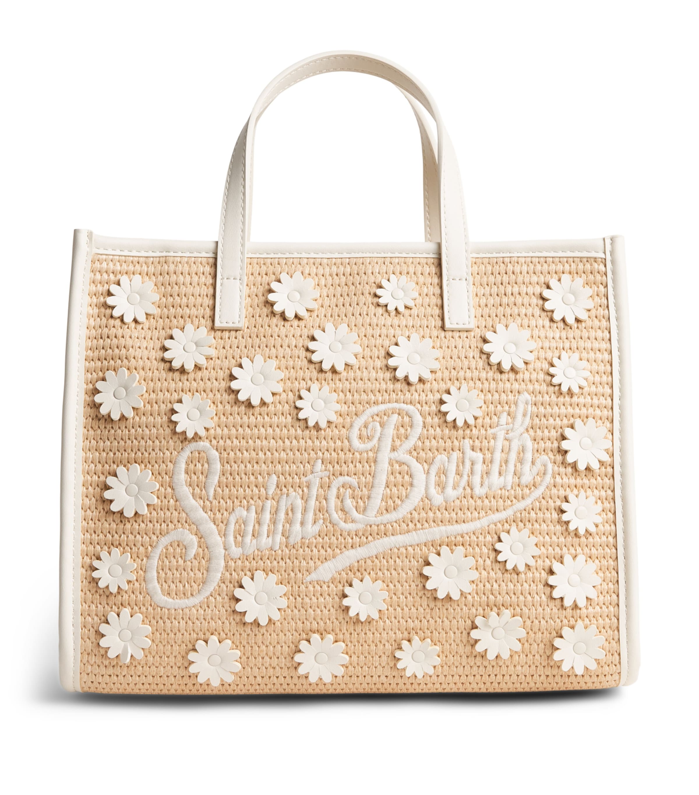 Mc2 Saint Barth Kids Straw Vivian Daisy Tote Bag Daisy Mini Patch