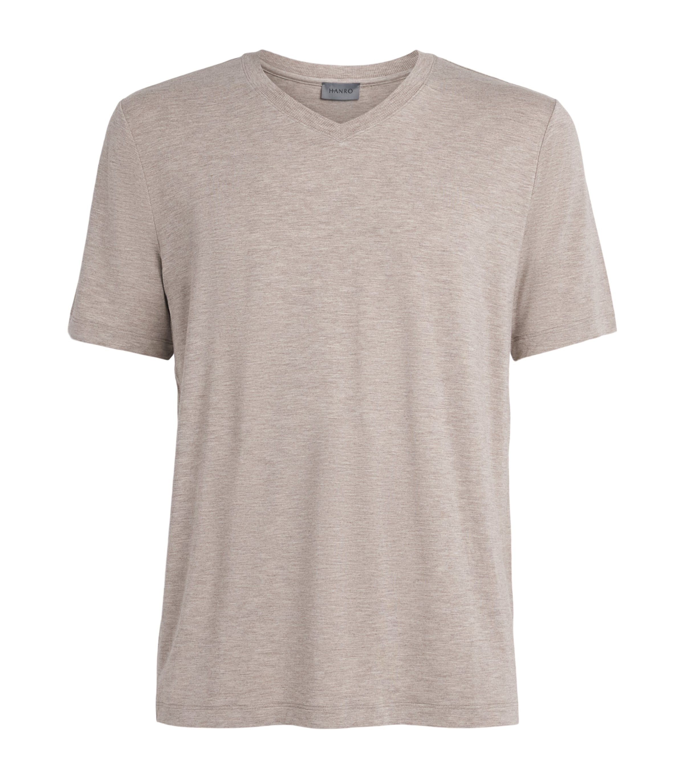 Hanro Mens Casuals V-Neck T-Shirt Hazelnut Melang