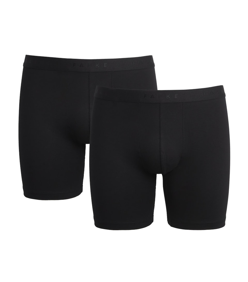 Falke Mens Stretch-Egyptian Cotton Boxer Briefs (Pack of 2) Black