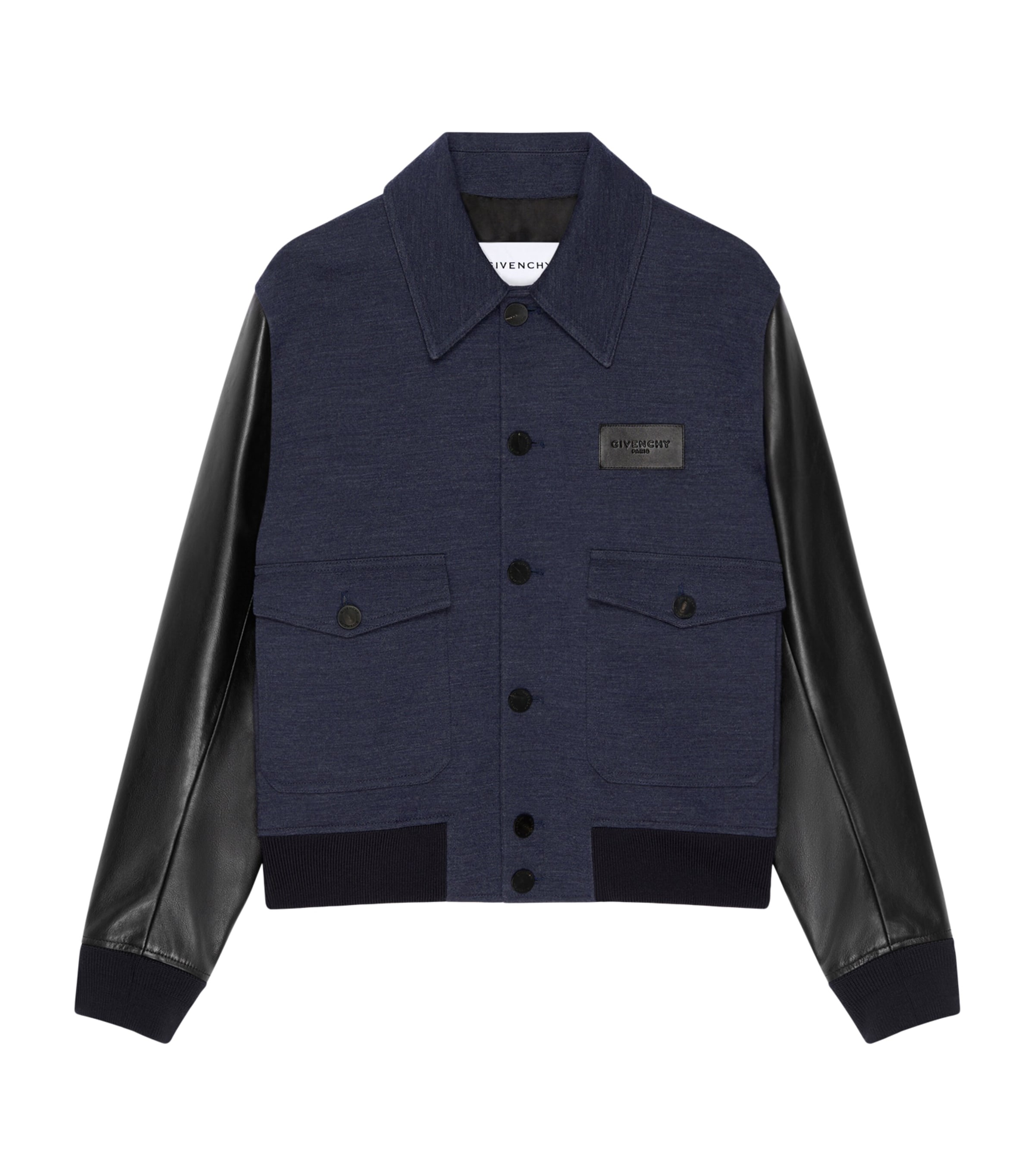 Wool Calfskin-Sleeve Aviator Jacket