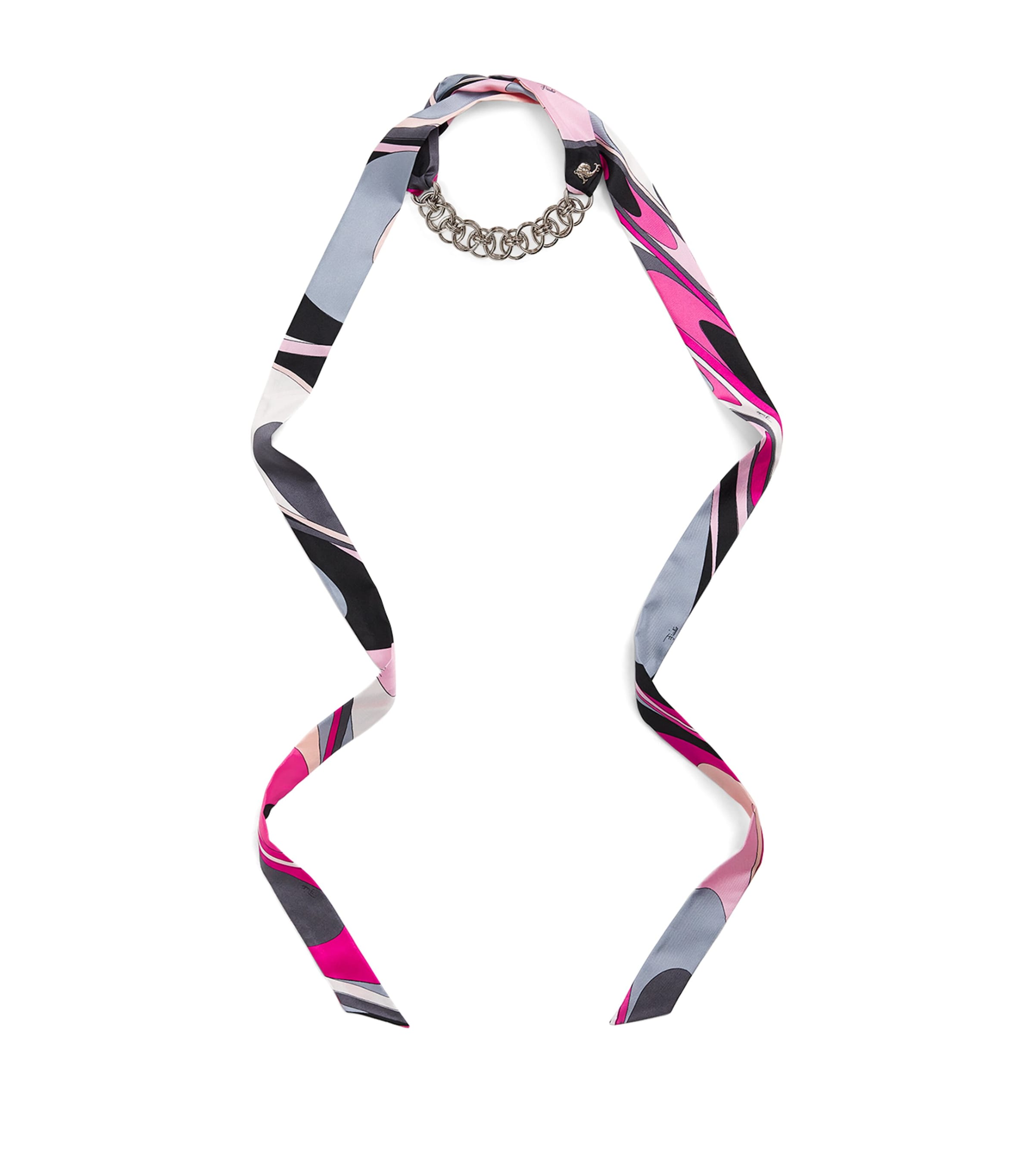 Silk Onde Print Scarf Necklace