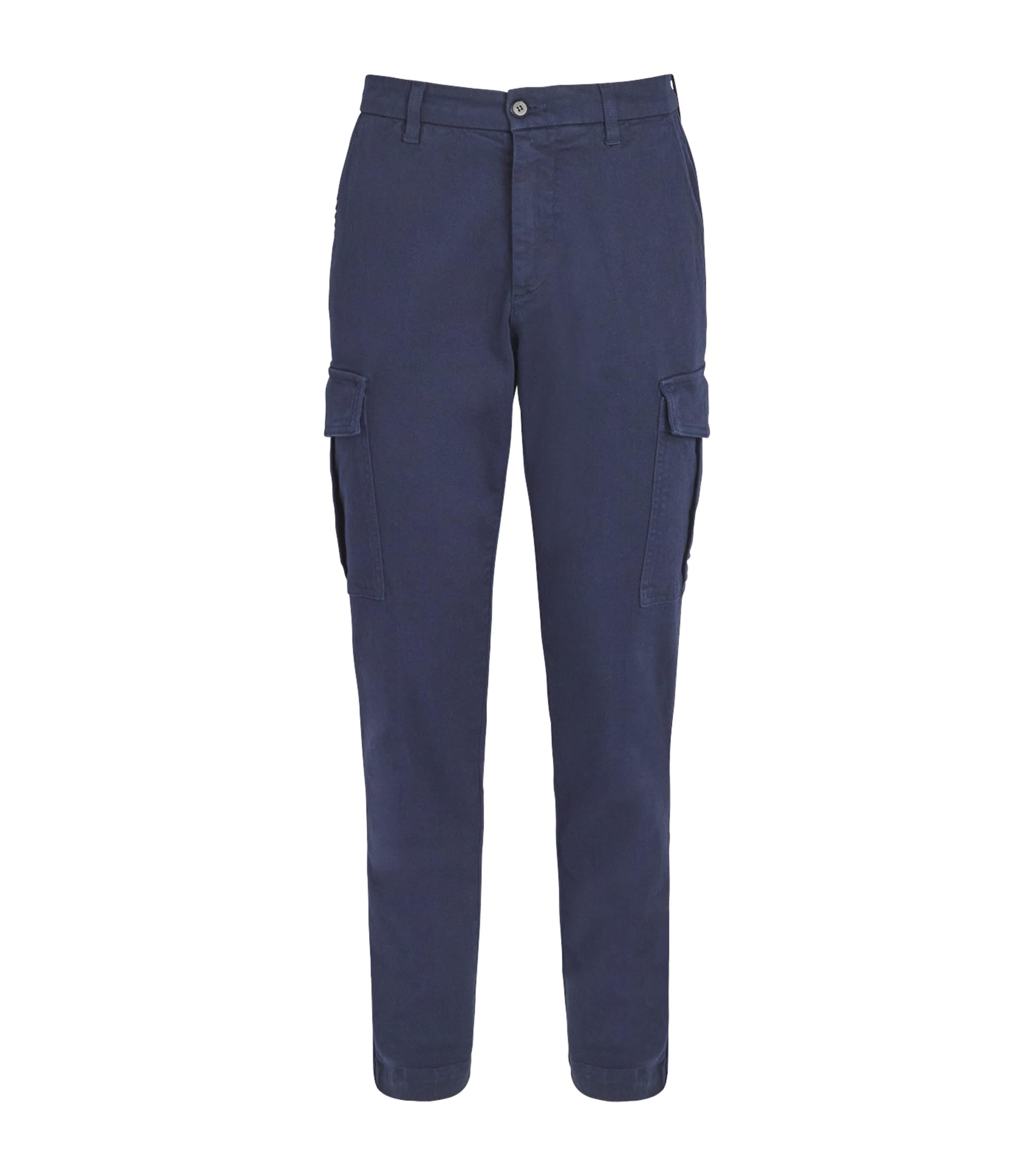 Eleventy Mens Stretch-Cotton Cargo Trousers Blu