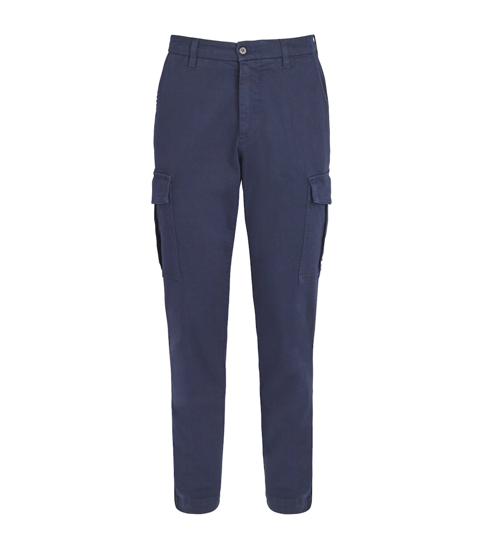 Eleventy Mens Stretch-Cotton Cargo Trousers Blu