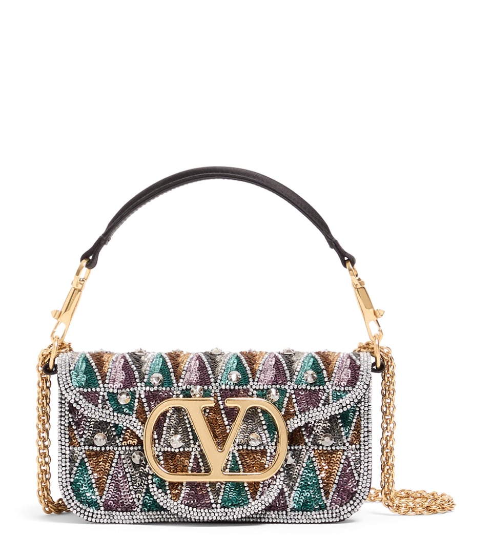 Valentino Garavani Small Silk Sequin-Embellished Locò Shoulder Bag