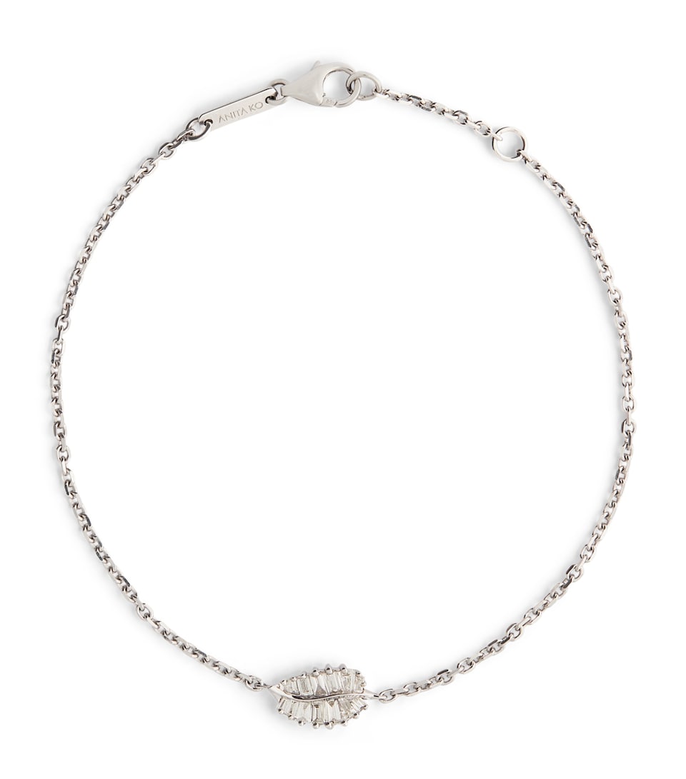 White Gold and Diamond Leaf Bracelet