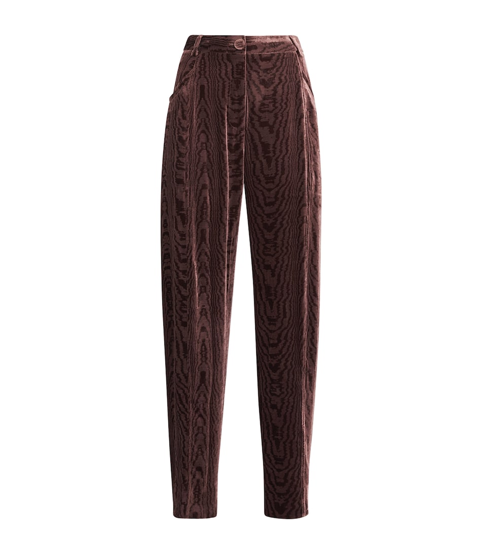 Blazé Milano Womens Velvet Patterned Sorraia Straight Trousers Mauve